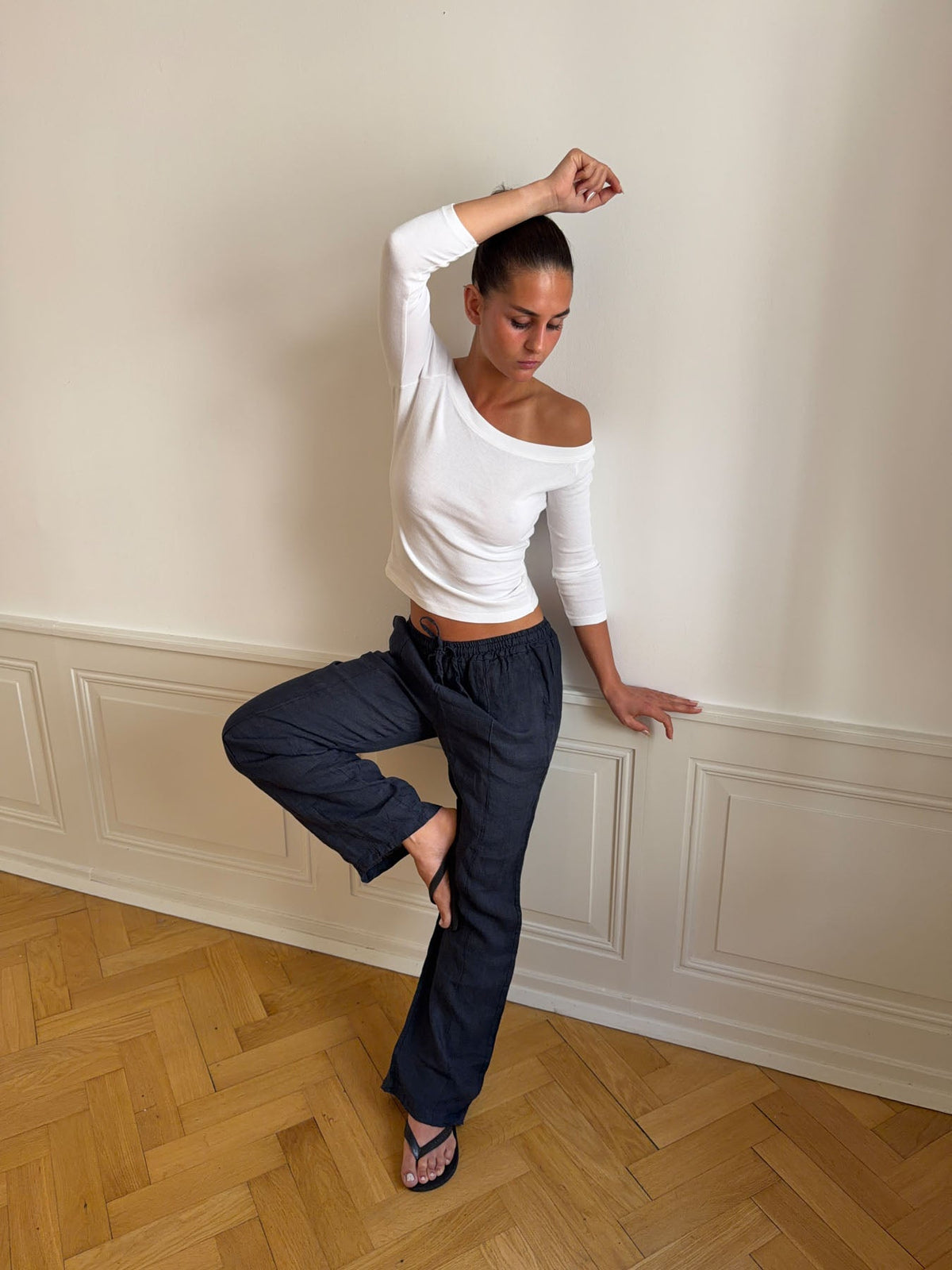 Signe Mavi Keten Pantolon