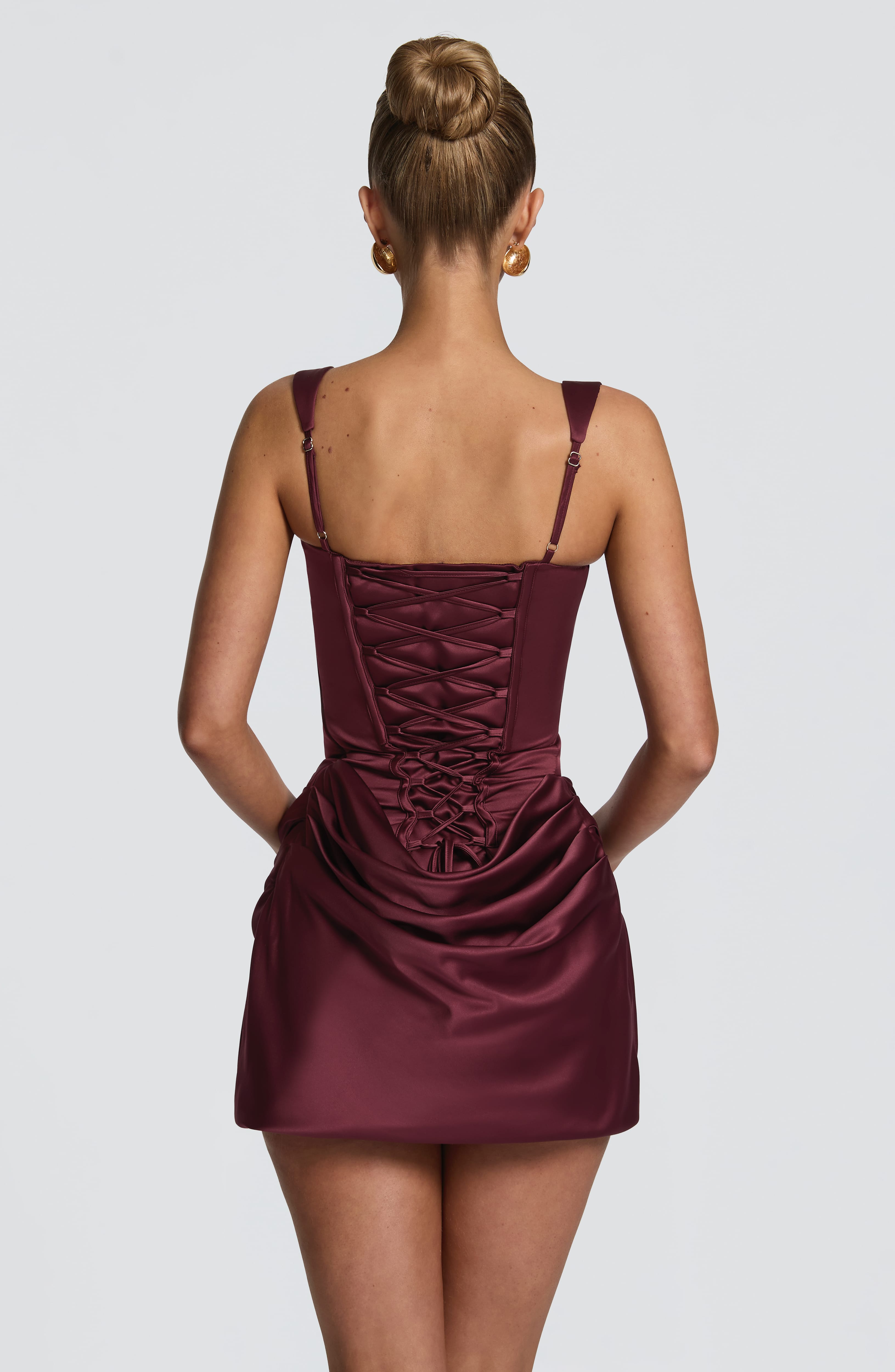 Imogen Mini Elbise - Parlak Kiraz Rengi