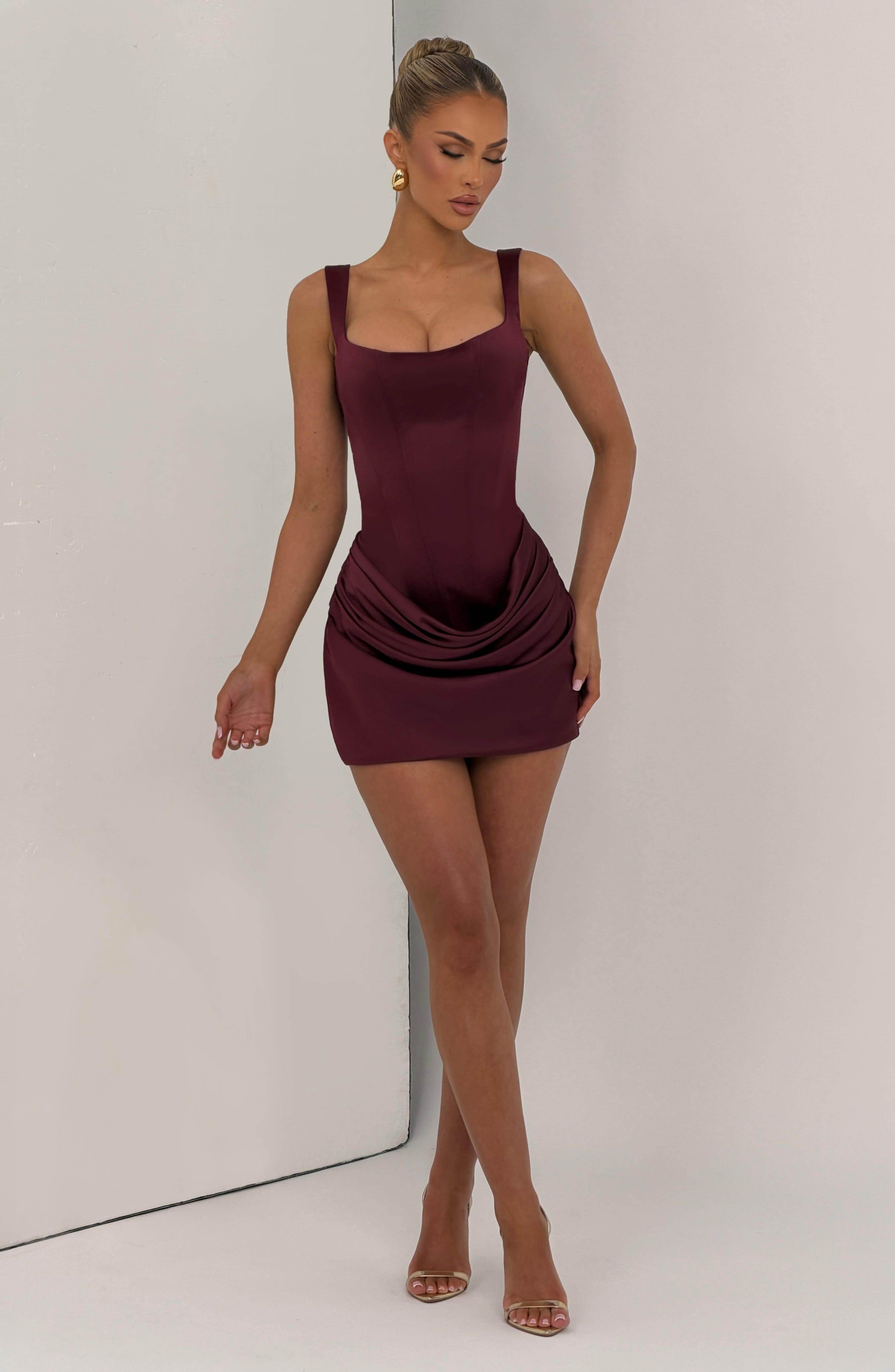 Imogen Mini Elbise - Parlak Kiraz Rengi