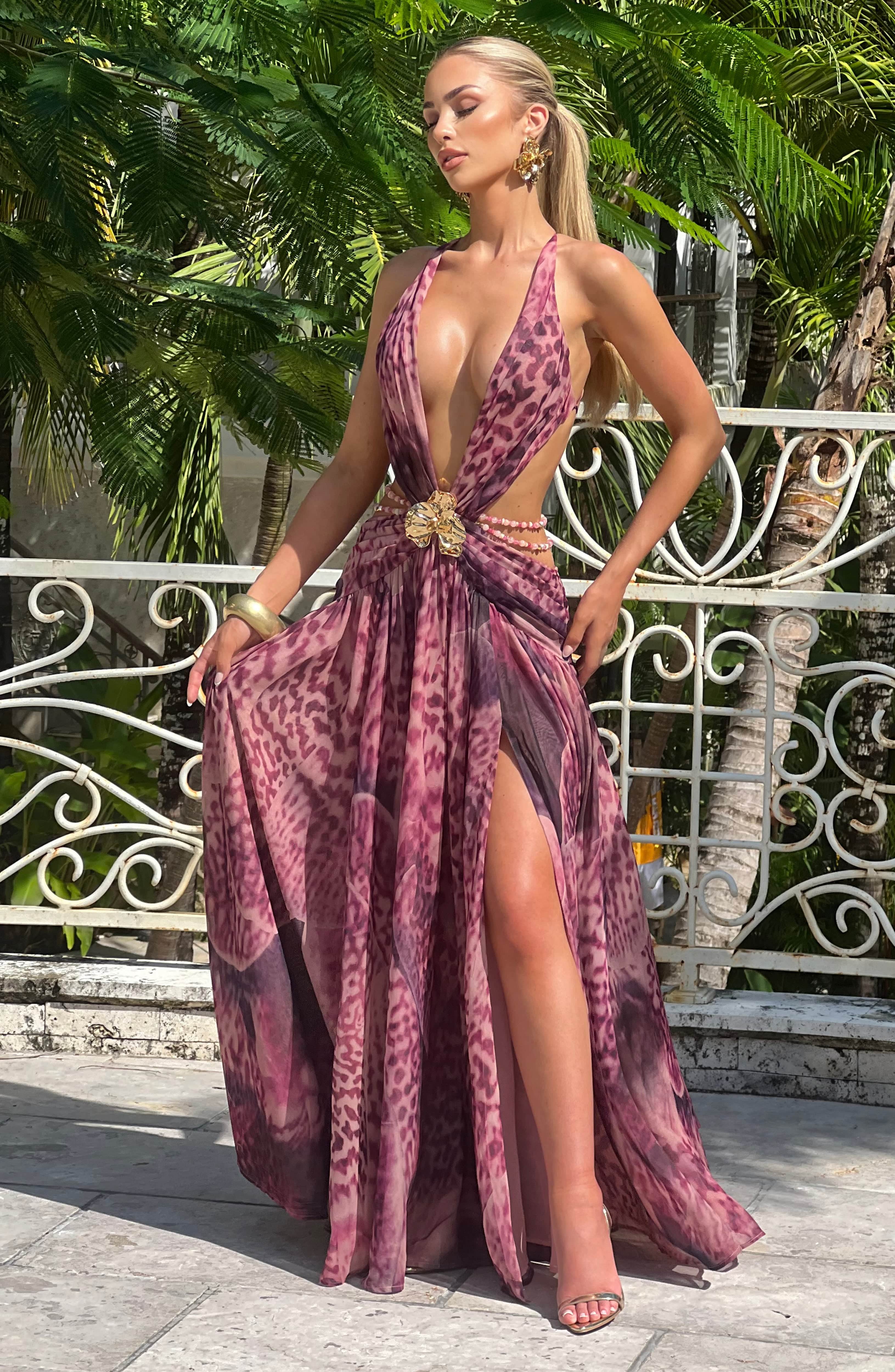Indianna Maxi Pembe Elbise