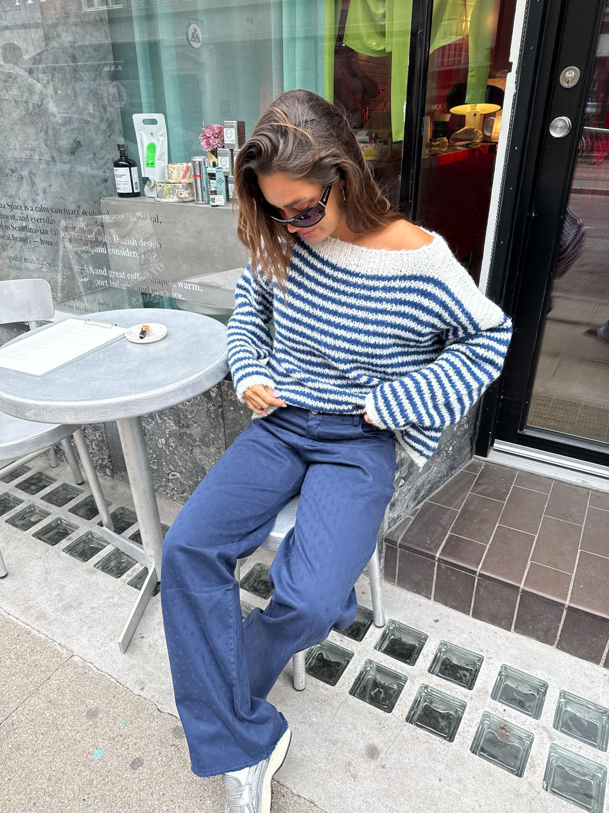 Lacivert Gabardin Desenli Pantolon