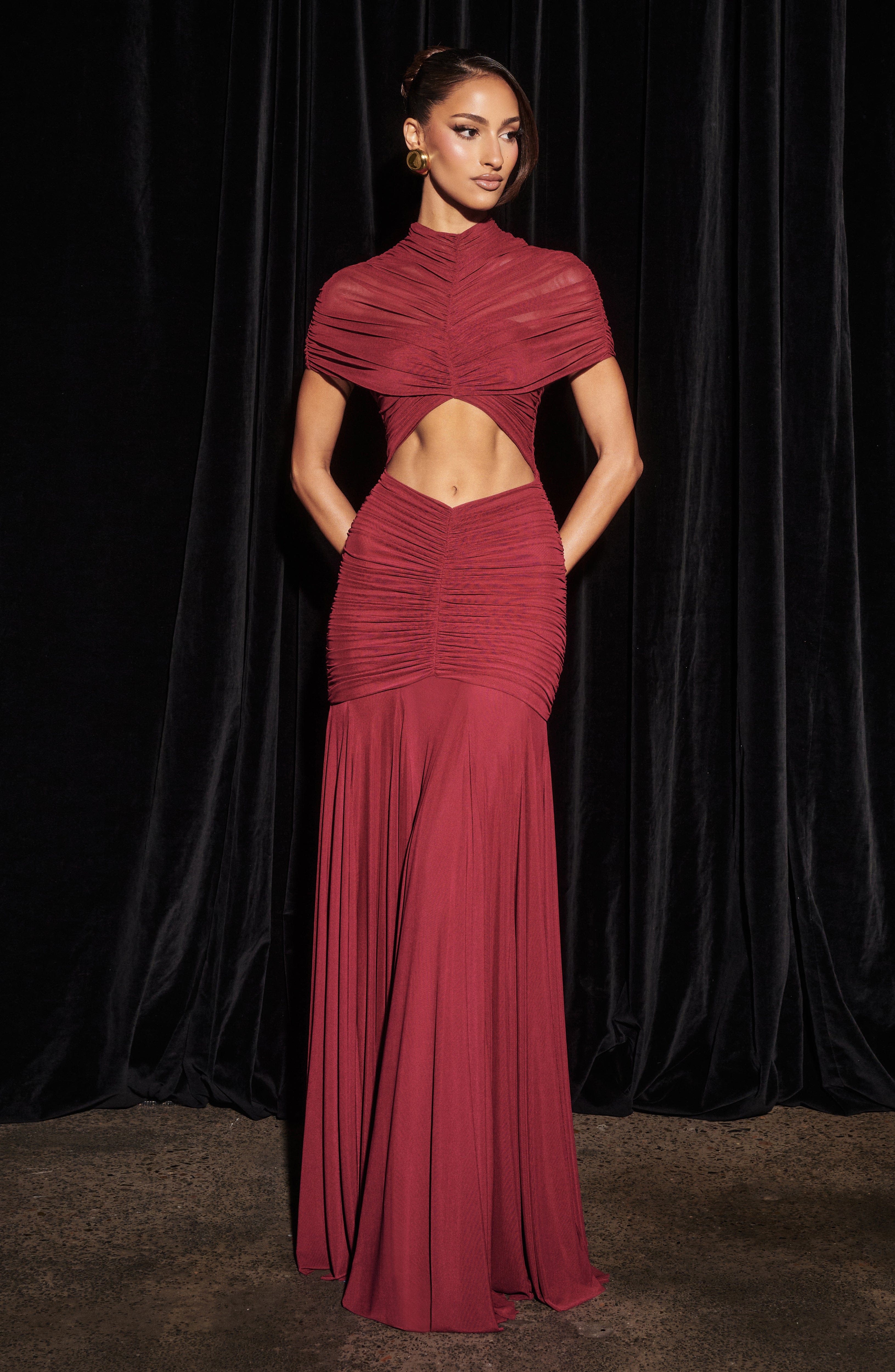 Bordo Jaya Maxi Elbise