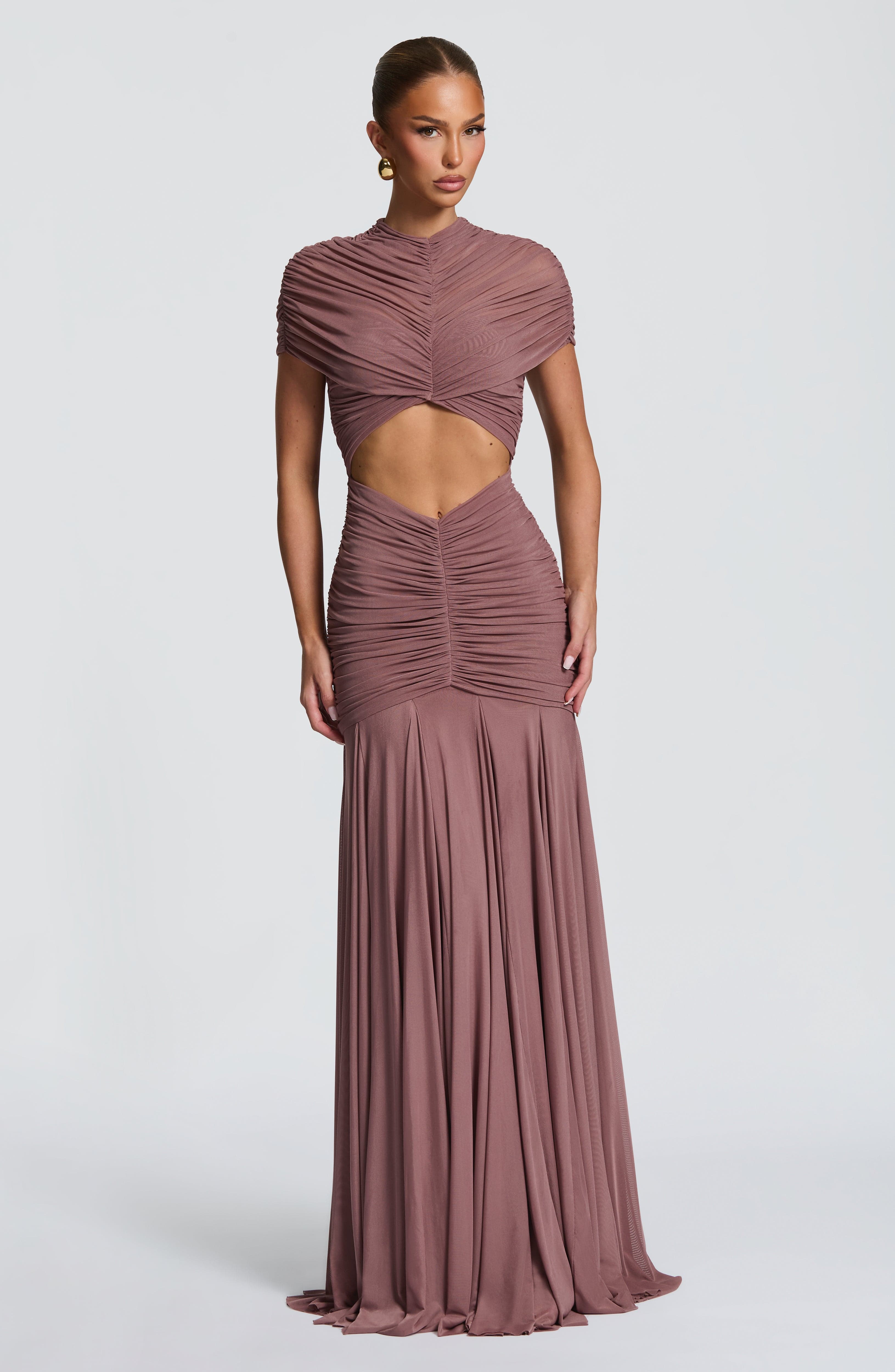Jaya Toz Pembe Maxi Elbise