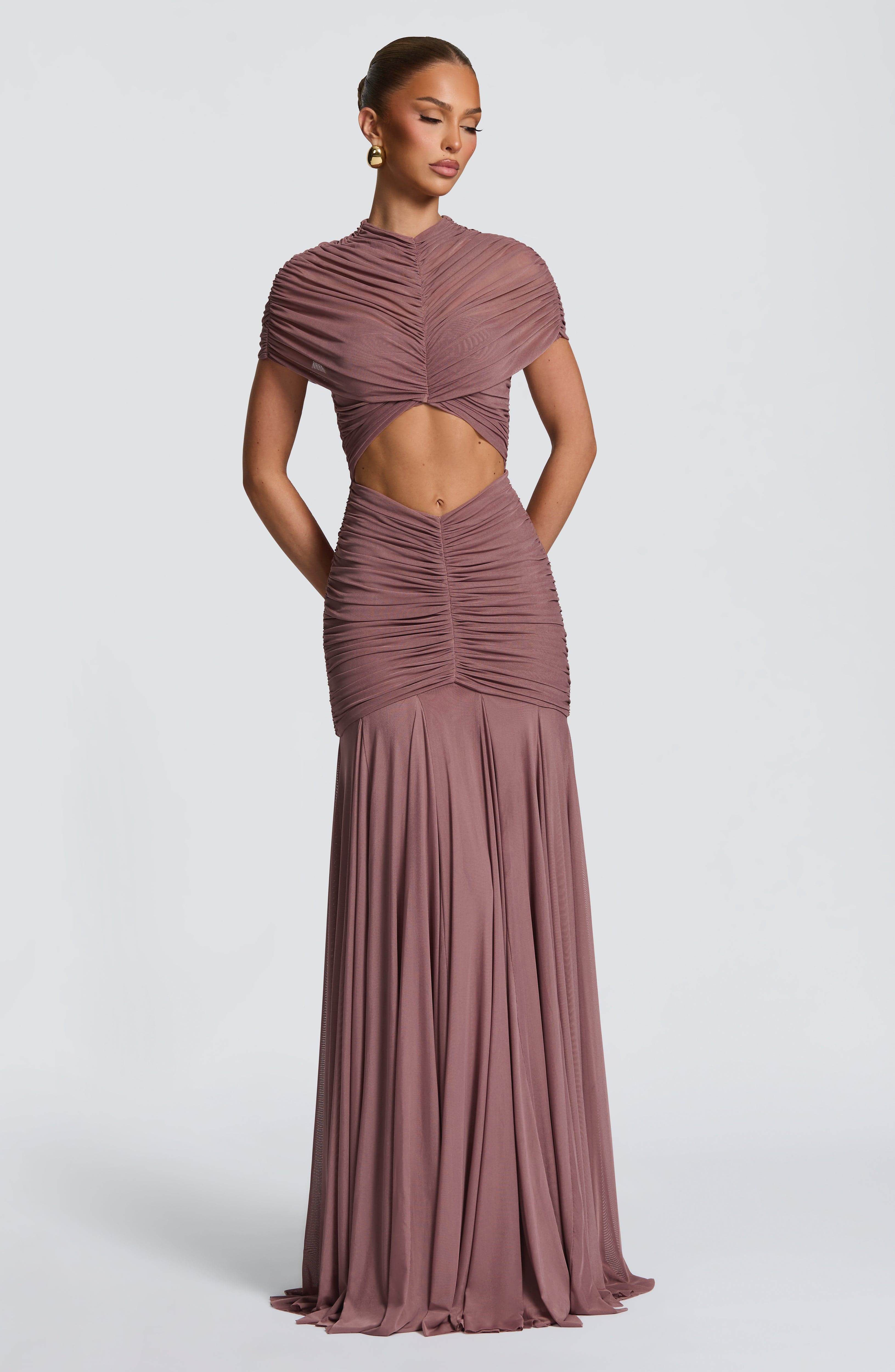 Jaya Toz Pembe Maxi Elbise