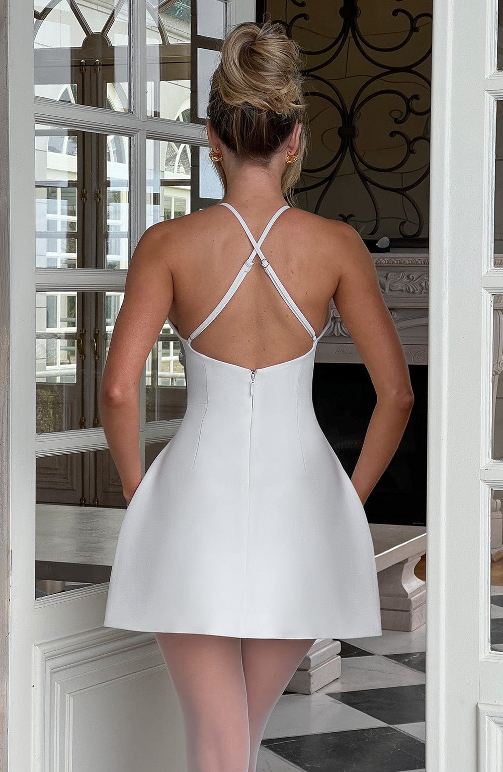 Jayne Mini Ekru Elbise