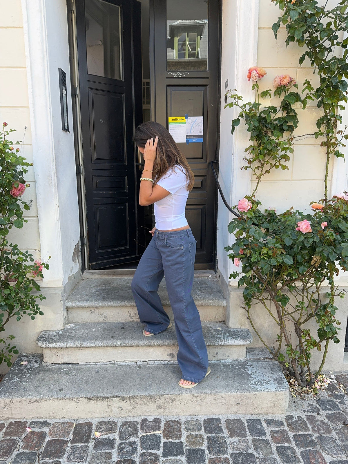 Audrine Lacivert Düşük Bel Kot Pantolon
