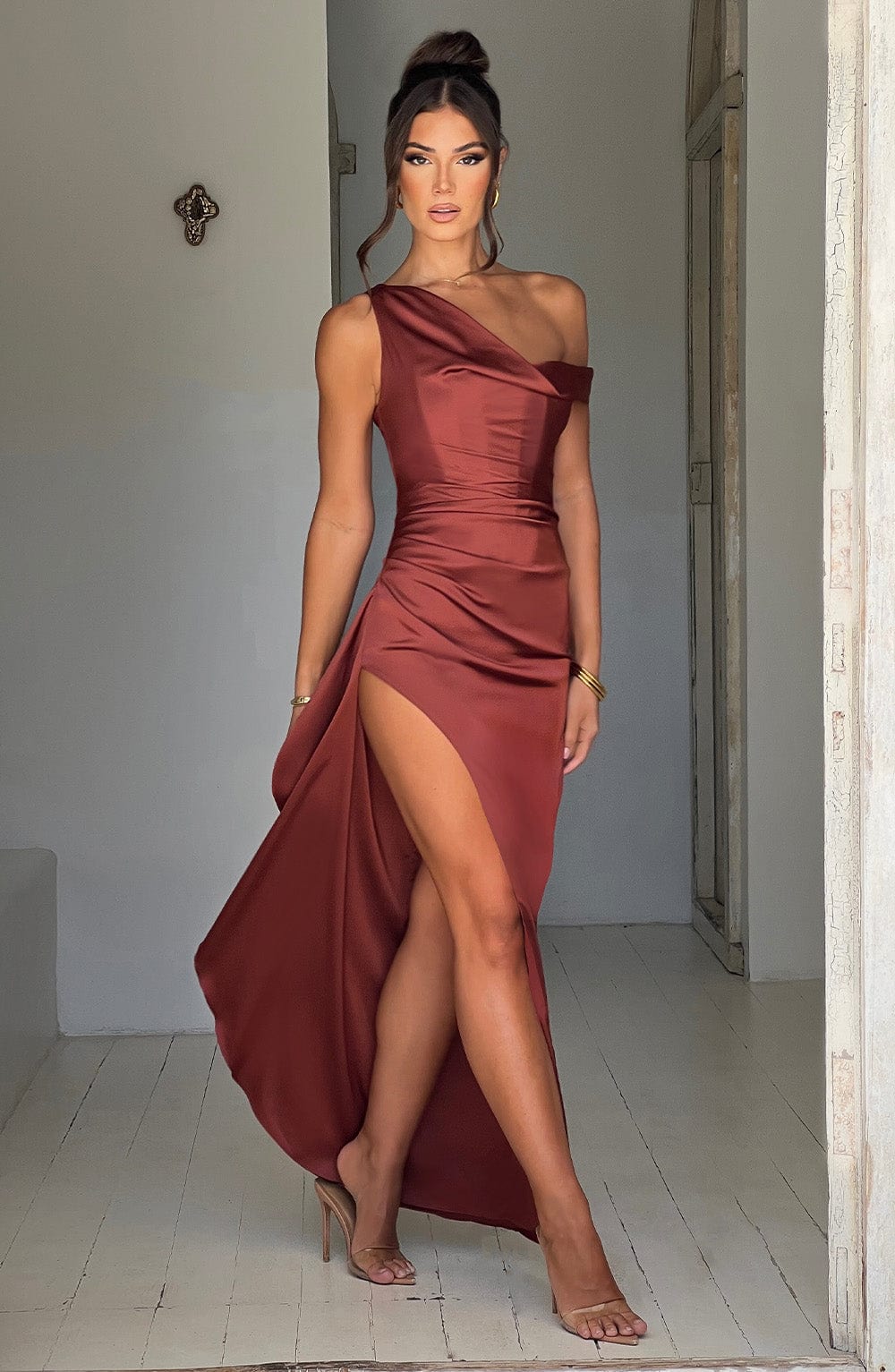 Juliene Kızıl Maxi Elbise