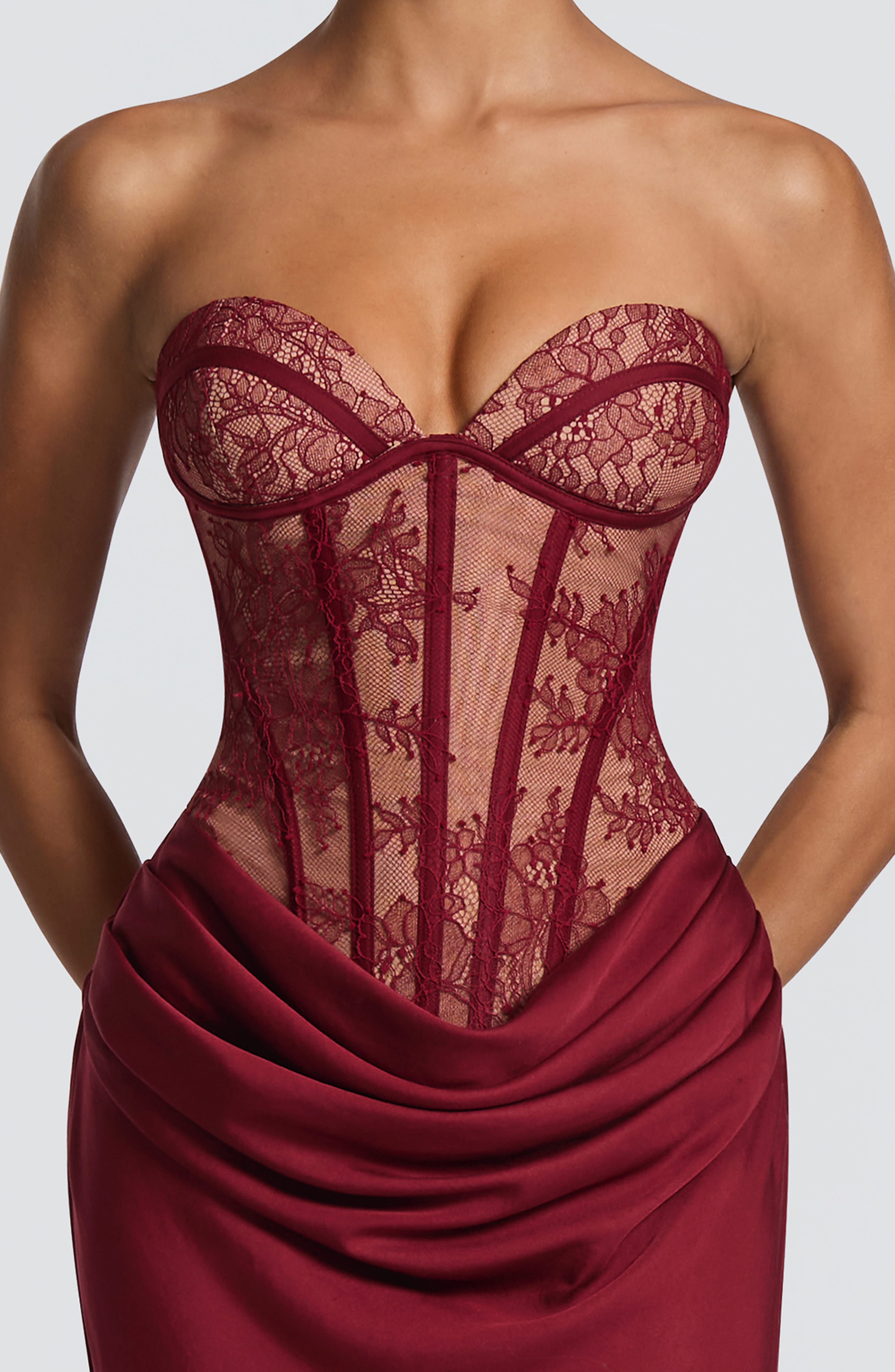 Bordo Kathleen Maxi Elbise