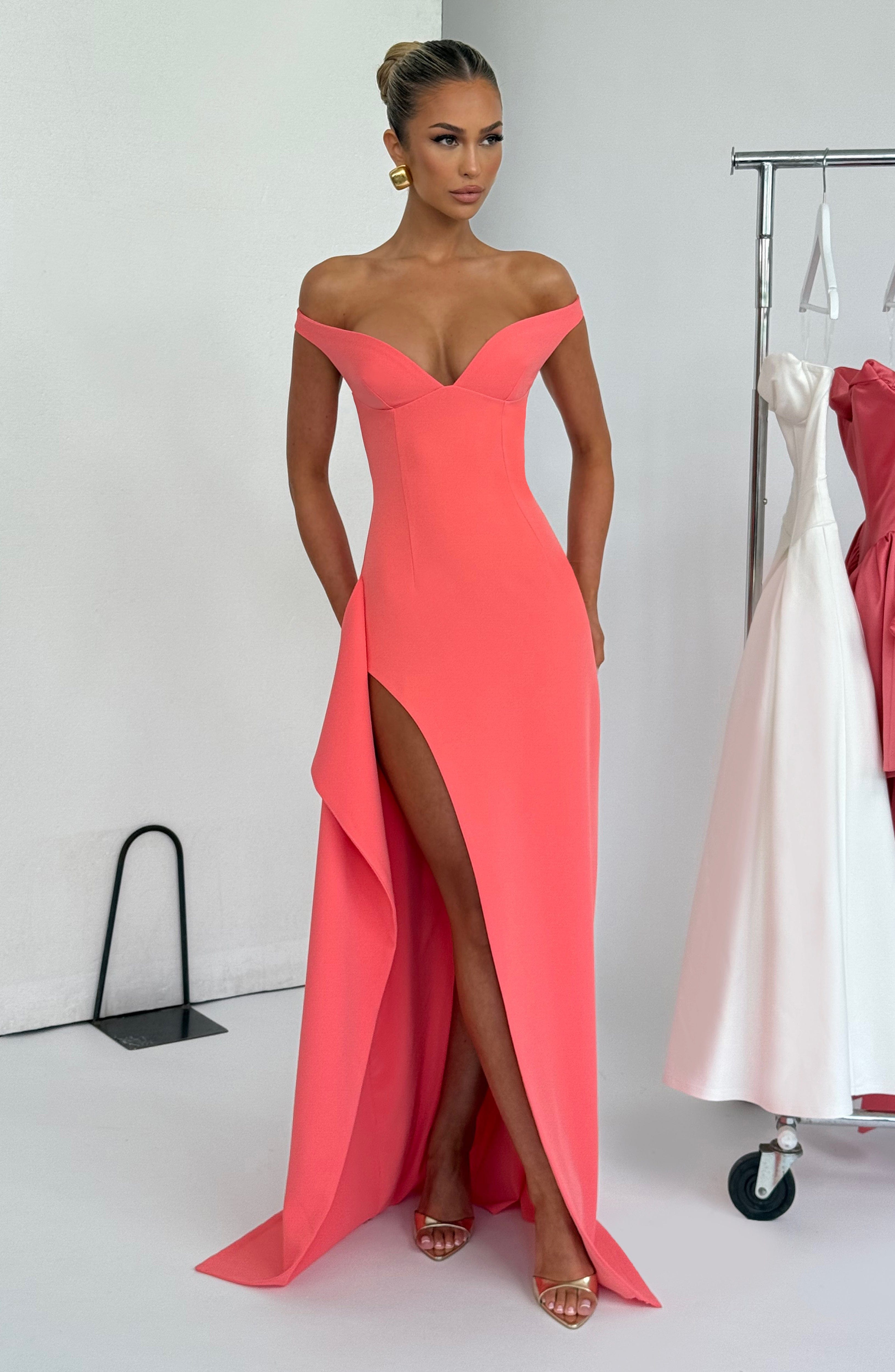 Khalesia Mercan Pembe Maxi Elbise
