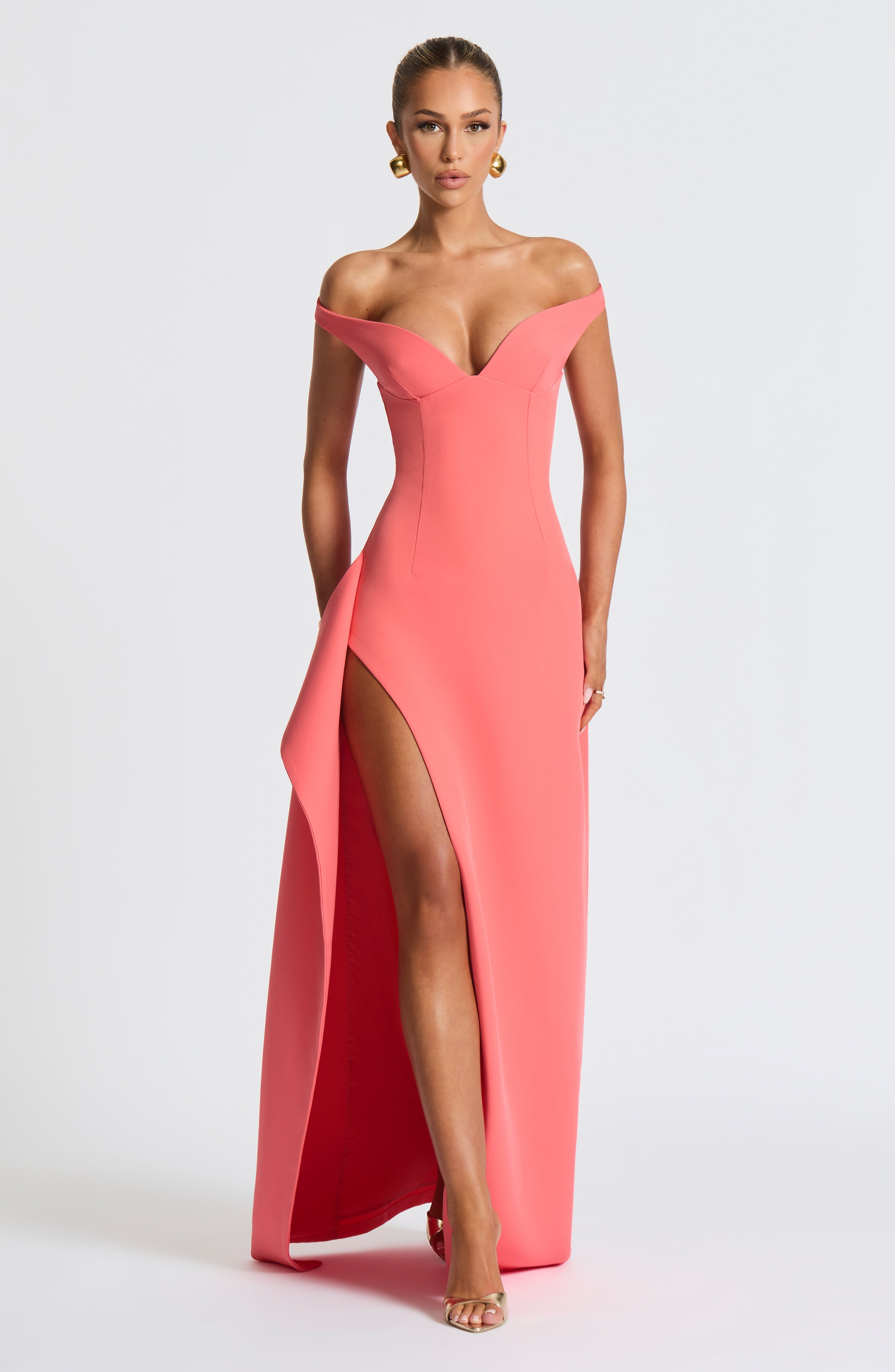 Khalesia Mercan Pembe Maxi Elbise