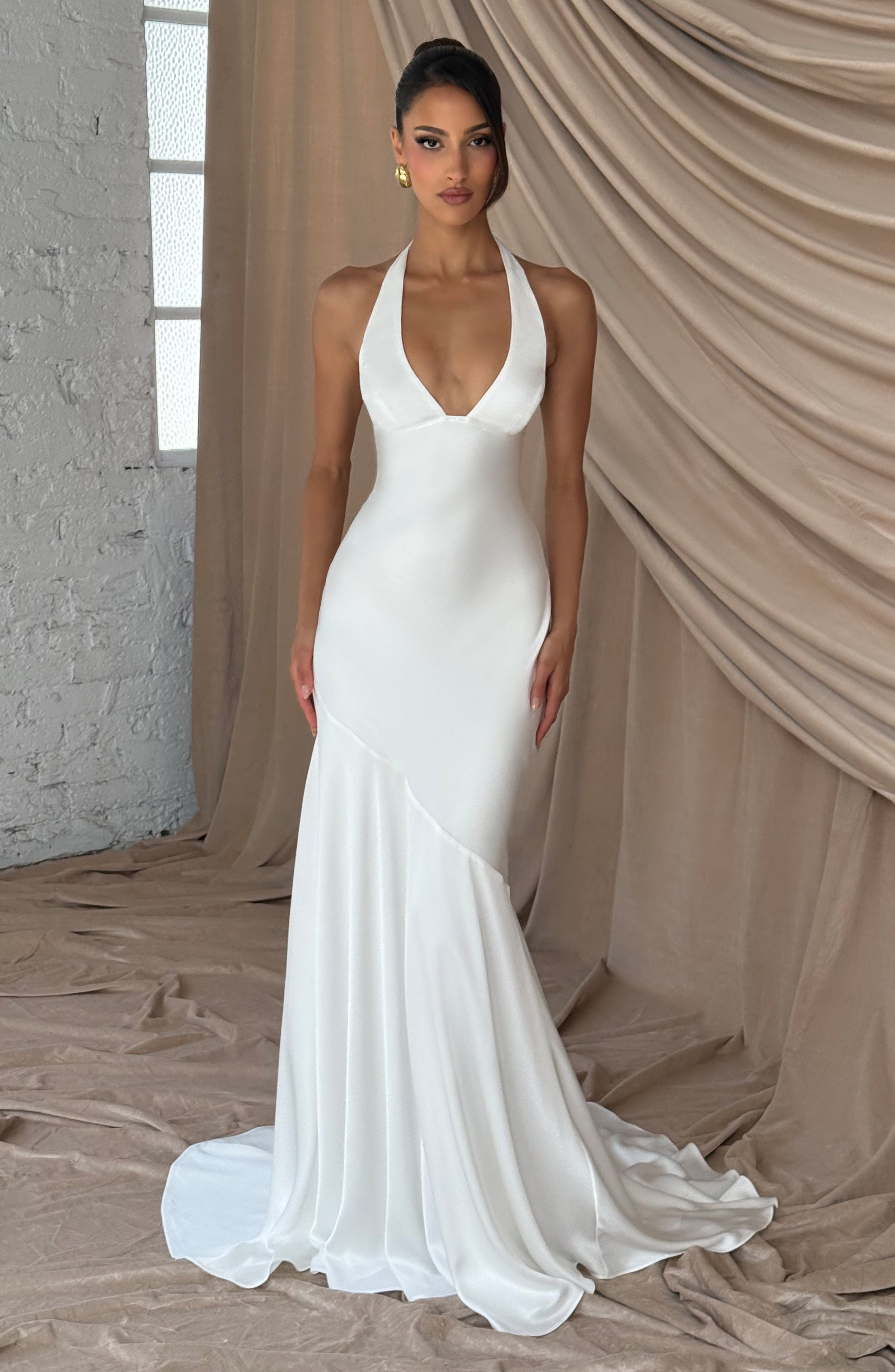 Kirsten Ekru Maxi Elbise