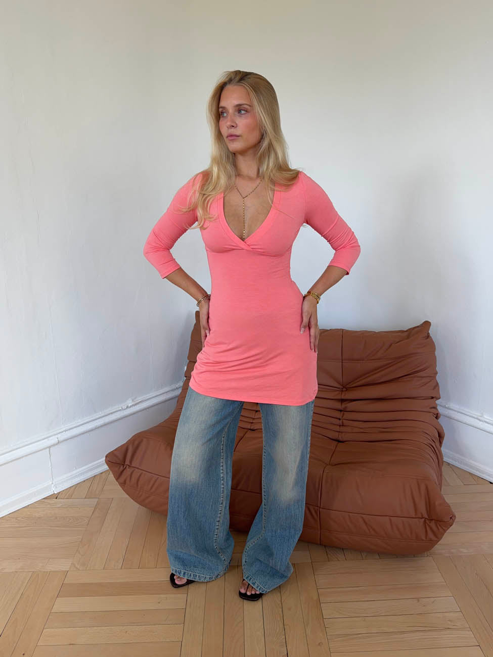 Celena Pembe Elbise