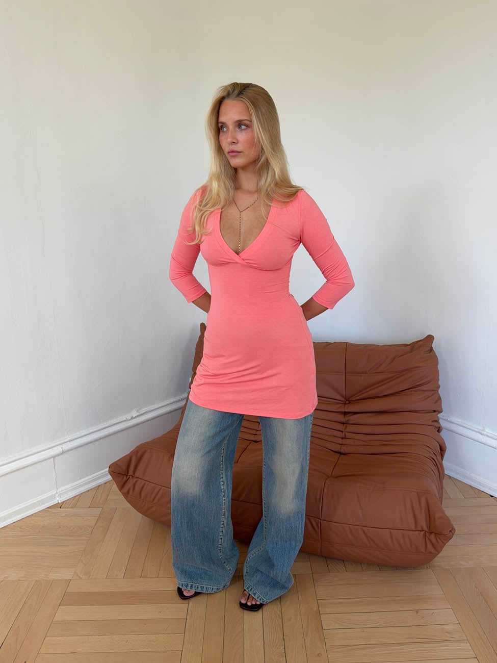 Celena Pembe Elbise