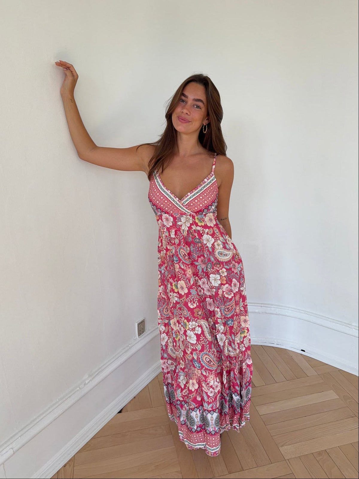 Anastasia Desenli Pembe Maxi Elbise