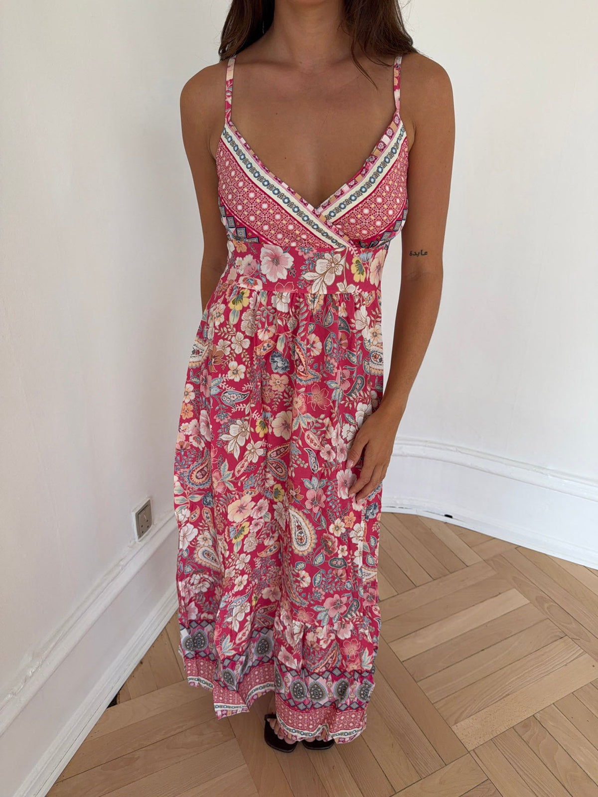 Anastasia Desenli Pembe Maxi Elbise