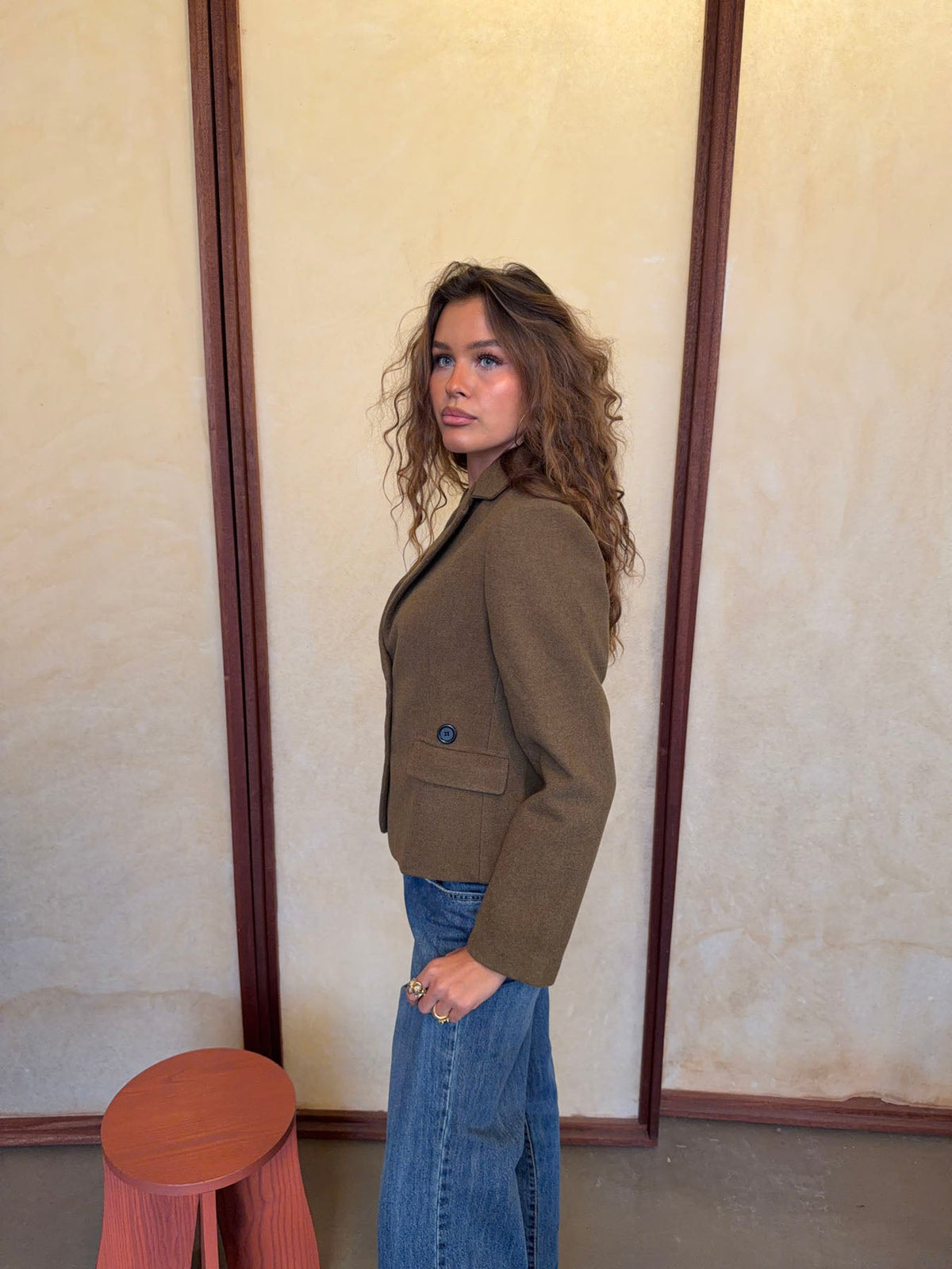 Haki Anahita Kısa Blazer Ceket