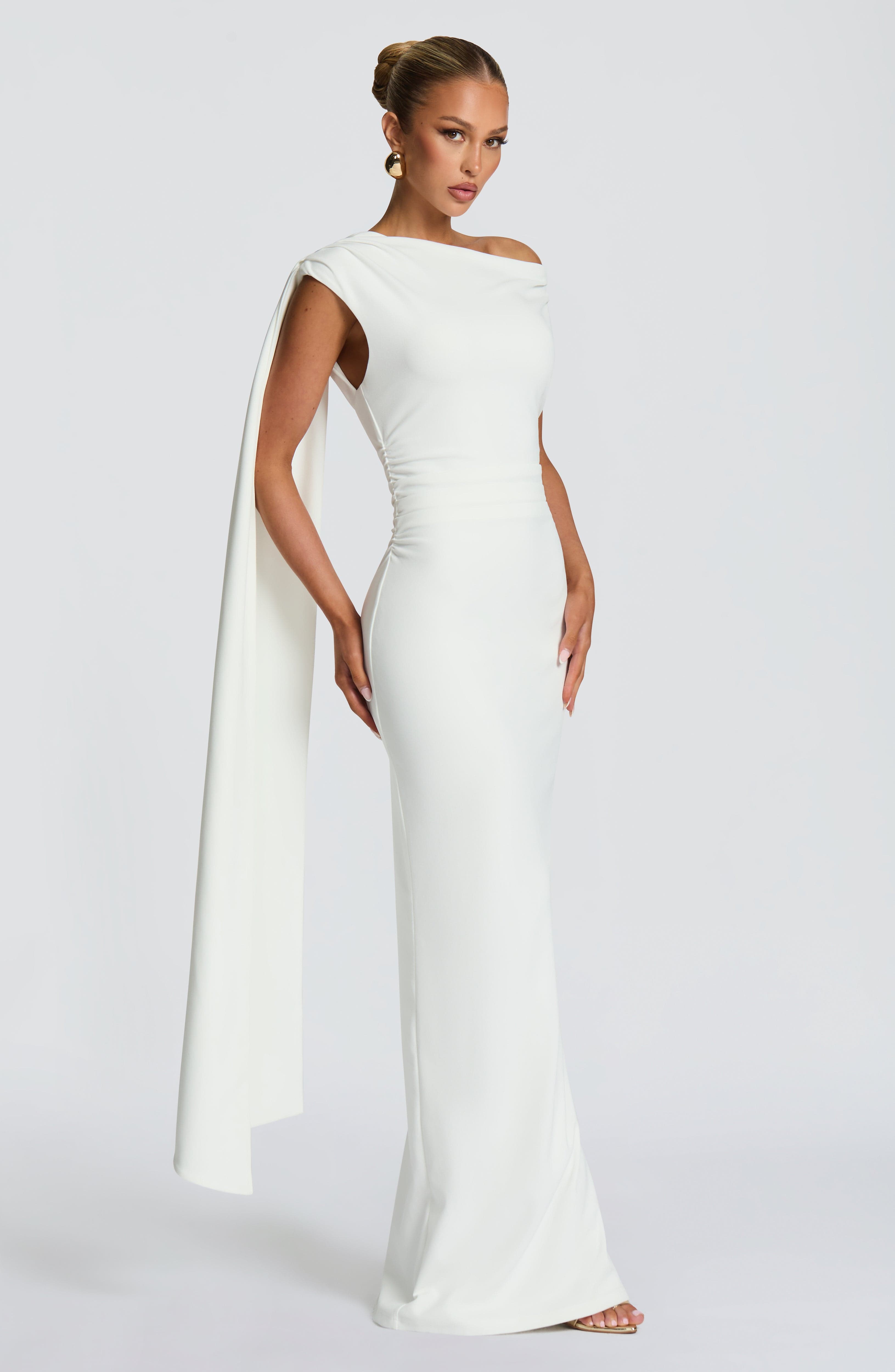 Kylie Maxi Krem Elbise
