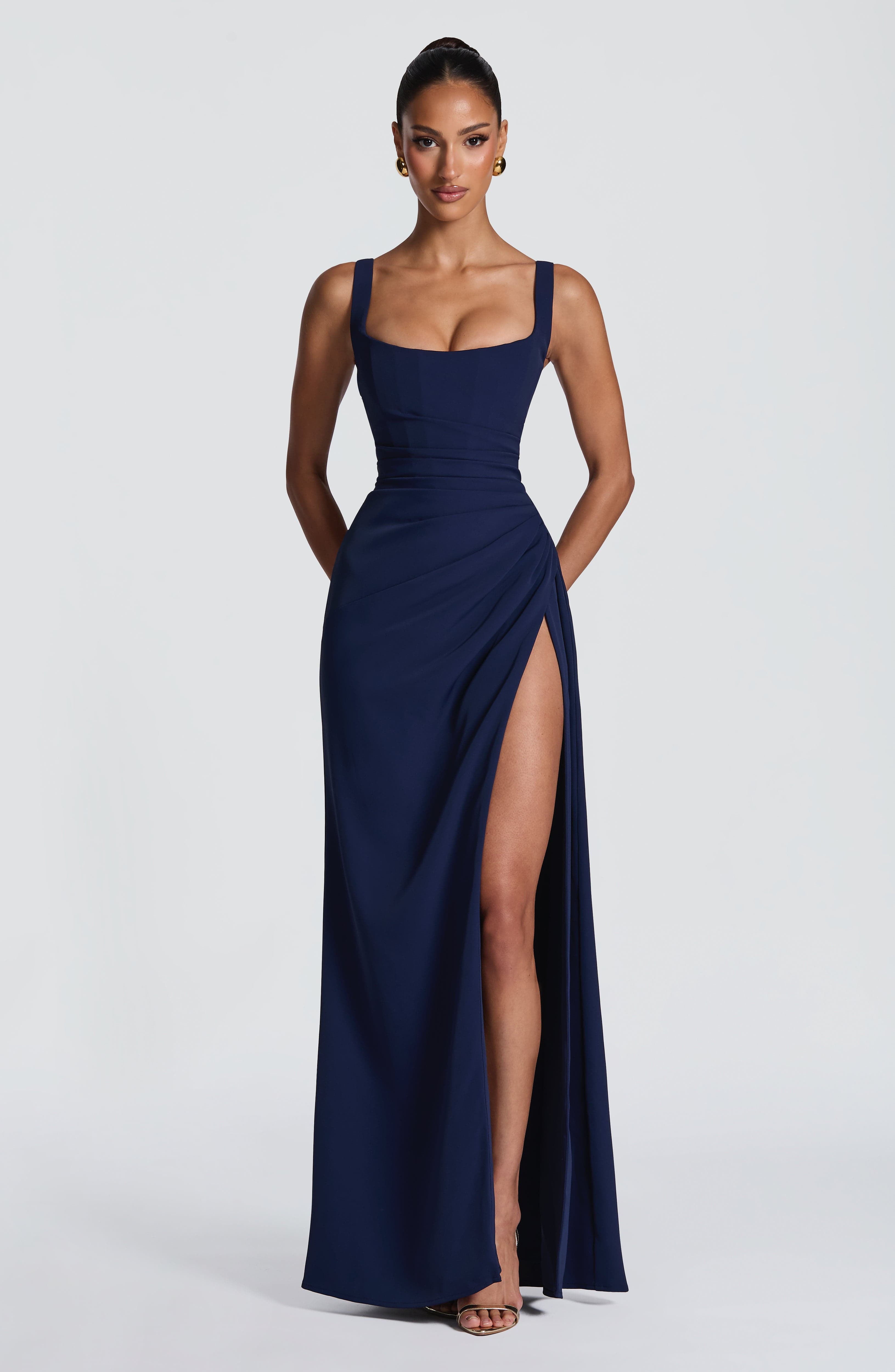 Laleh Lacivert Maxi Elbise