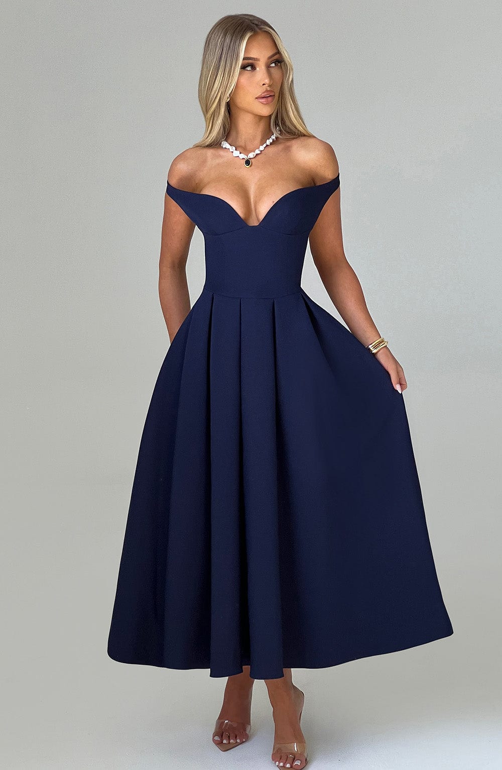 Lanetta Midi Lacivert Elbise