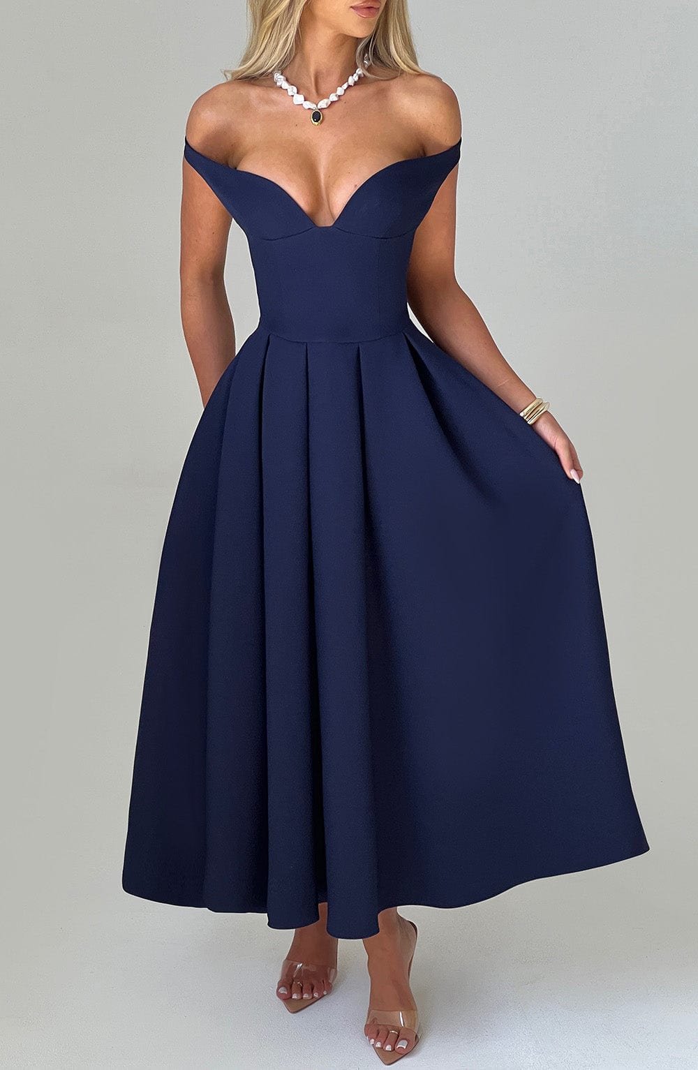 Lanetta Midi Lacivert Elbise