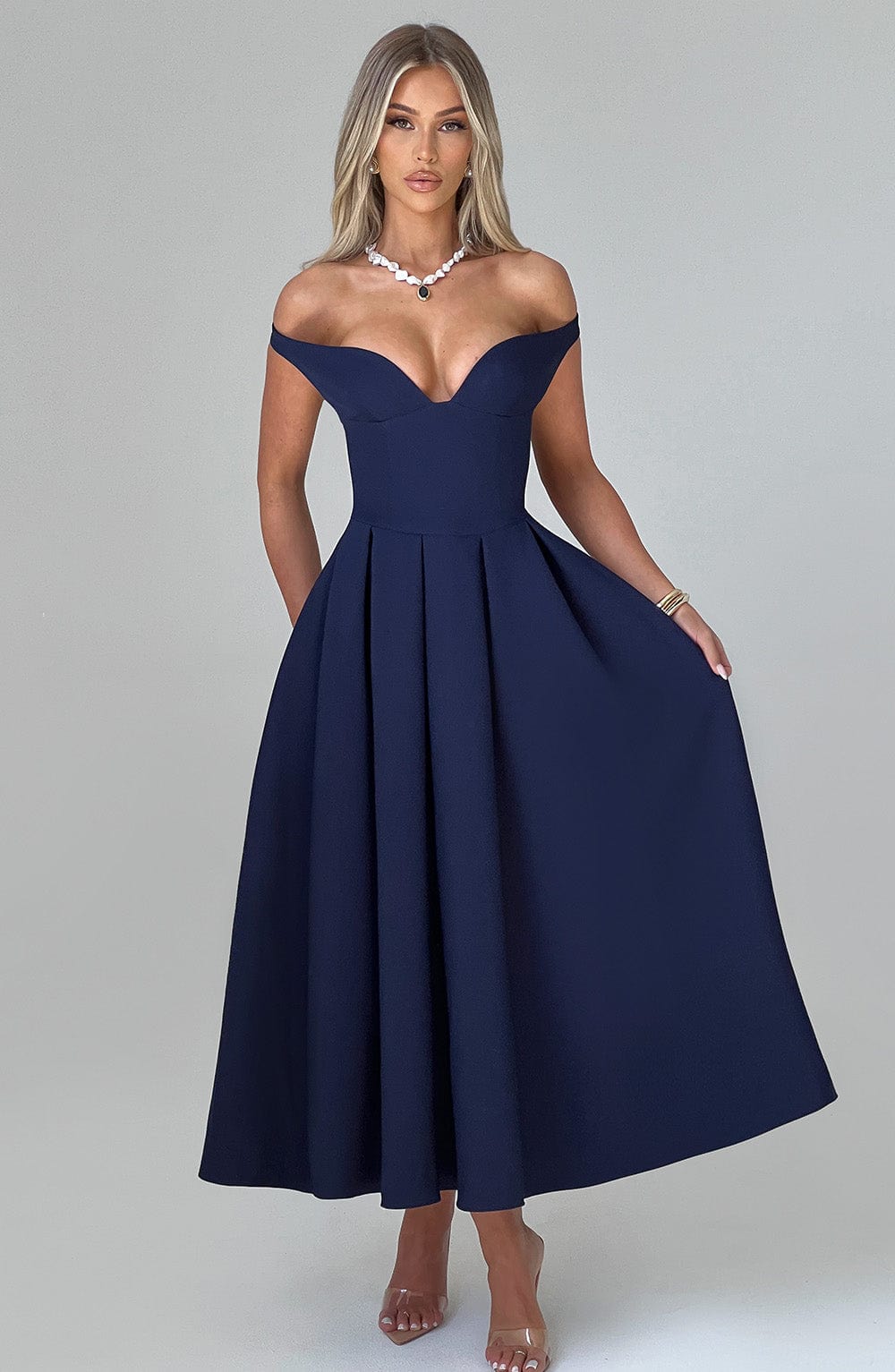 Lanetta Midi Lacivert Elbise