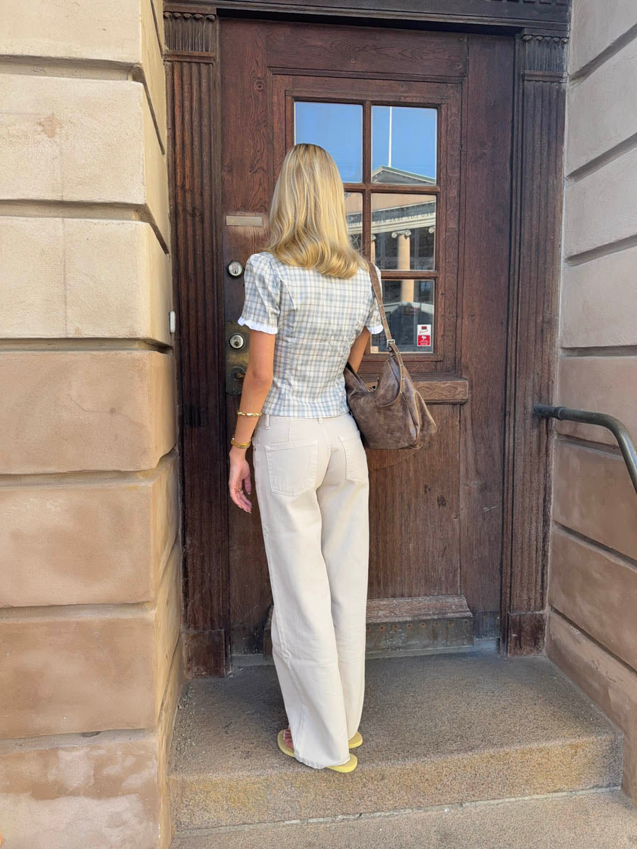 Emmaline Düşük Bel Açık Bej Kot Pantolon