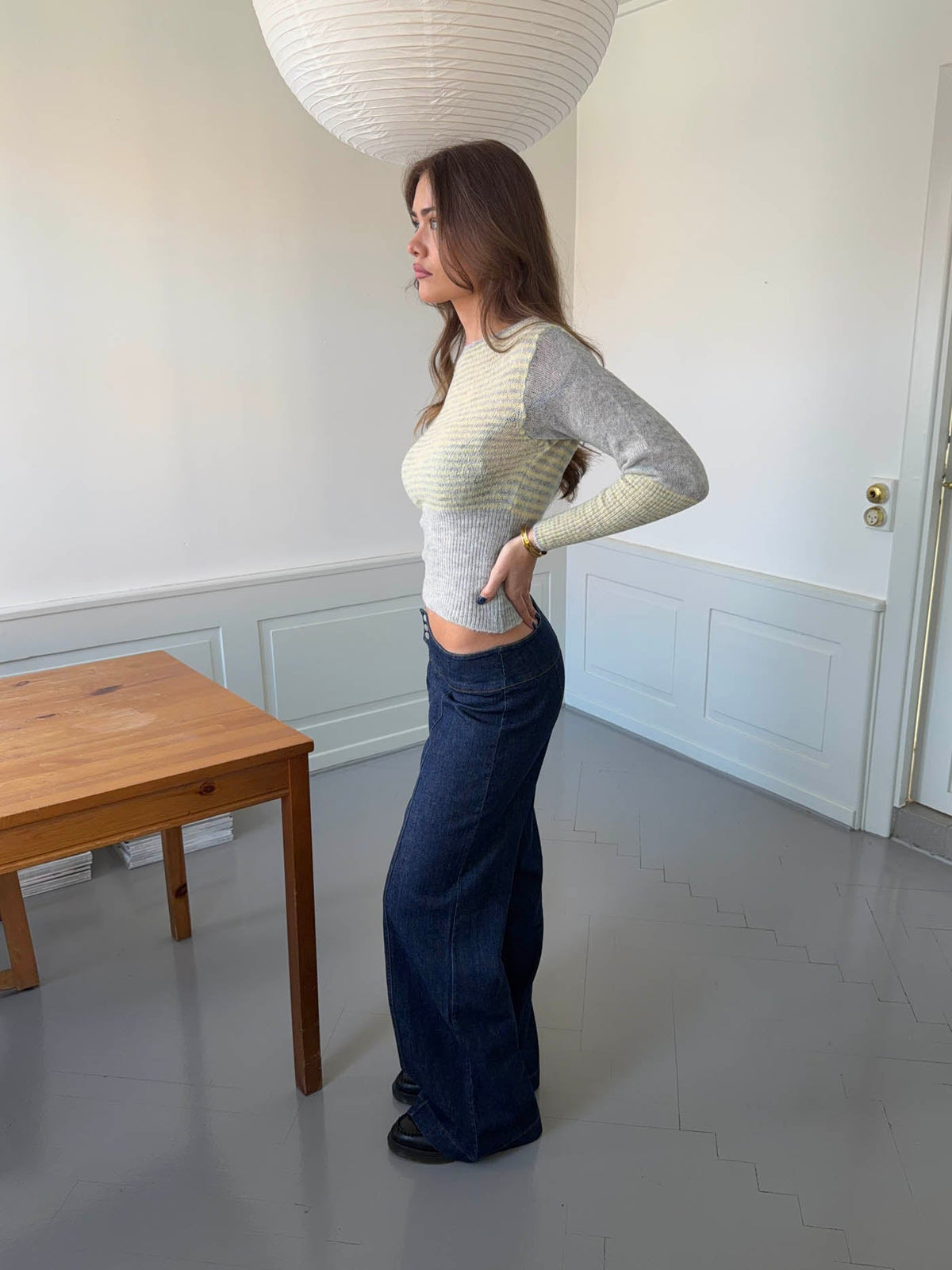 Dina Koyu Mavi Düşük Bel Kot Pantolon