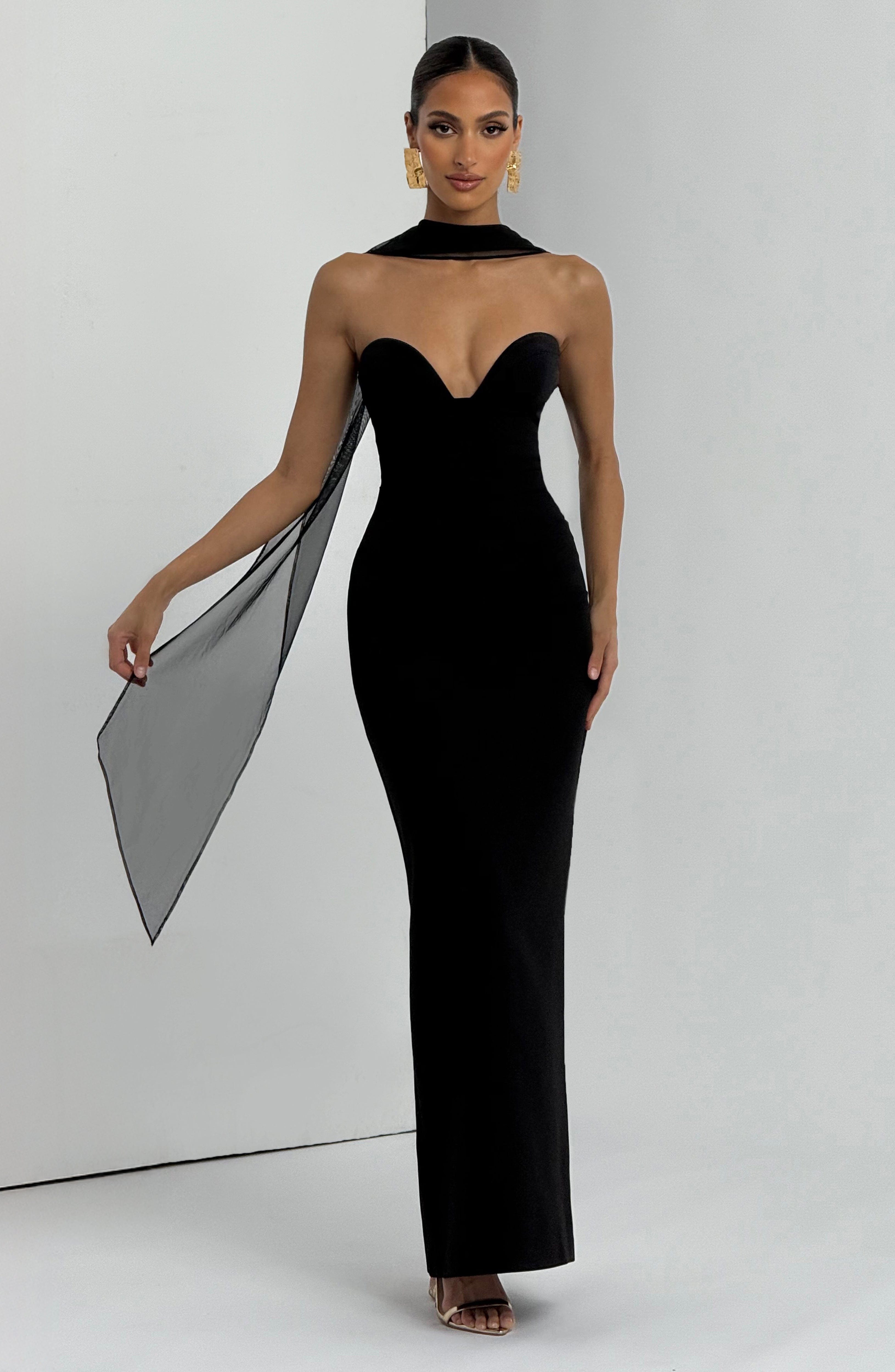 Lindsey Siyah Maxi Elbise