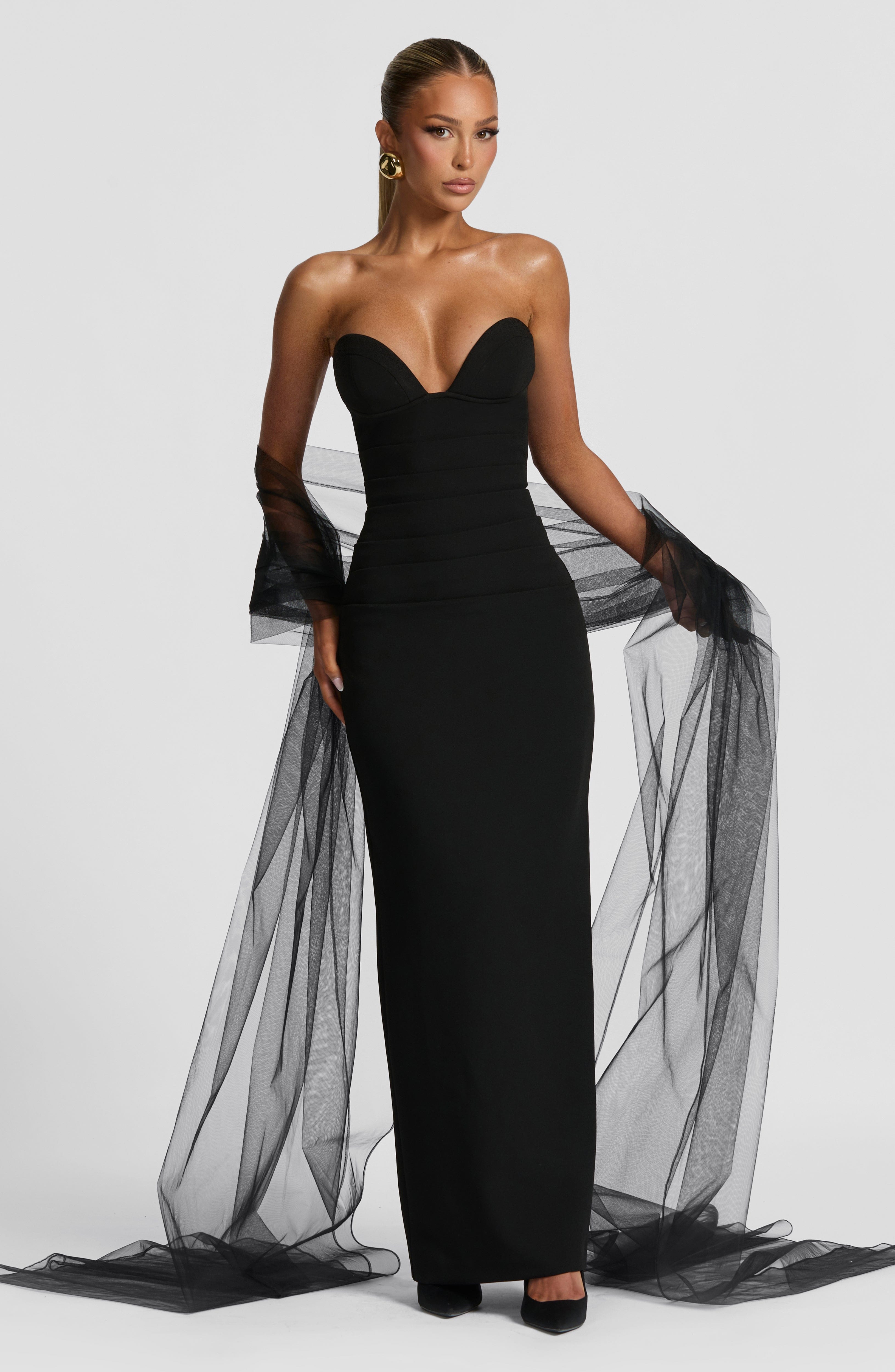 Lindsey Siyah Maxi Elbise