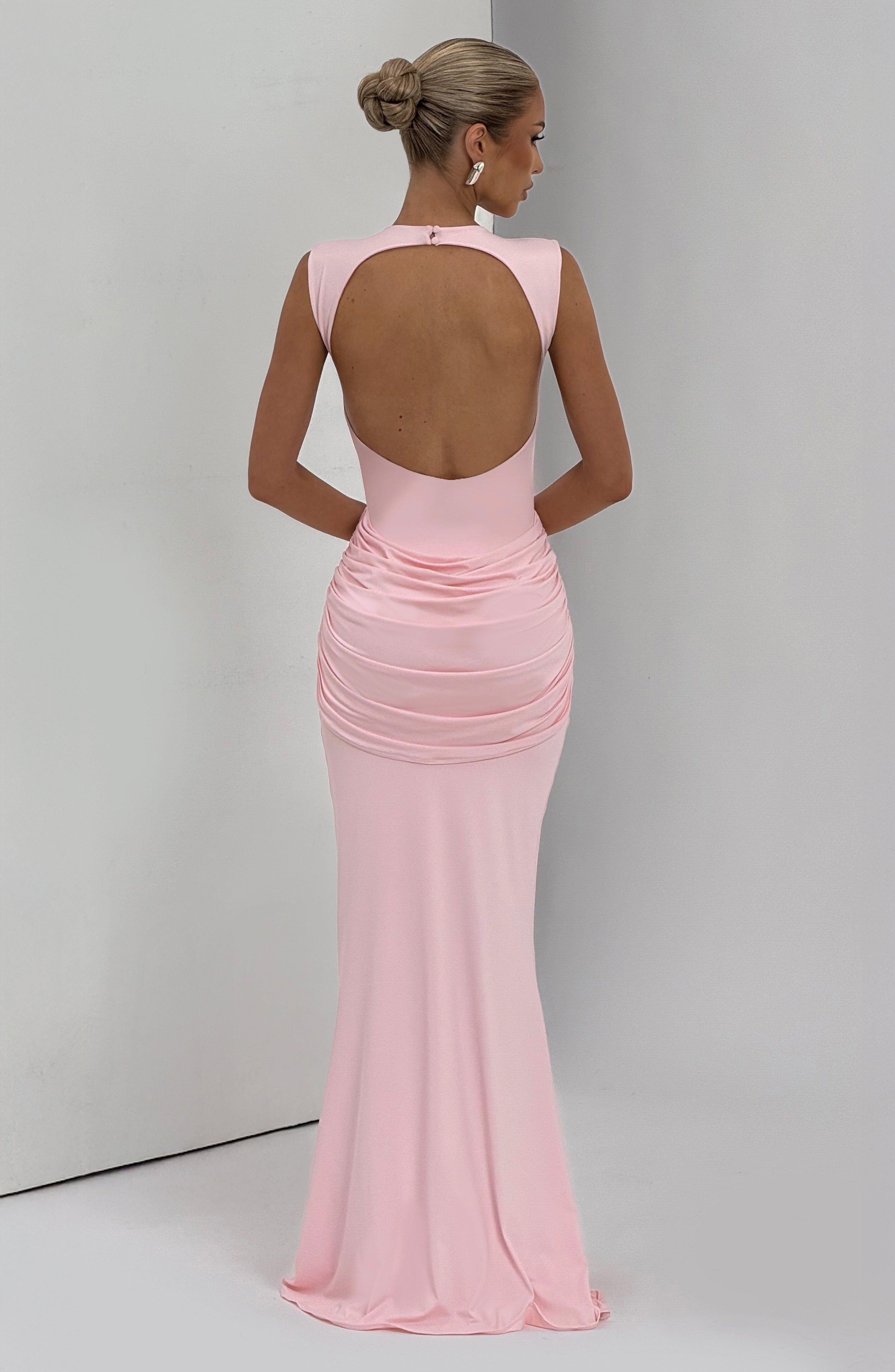 Lorenza Pembe Maxi Elbise