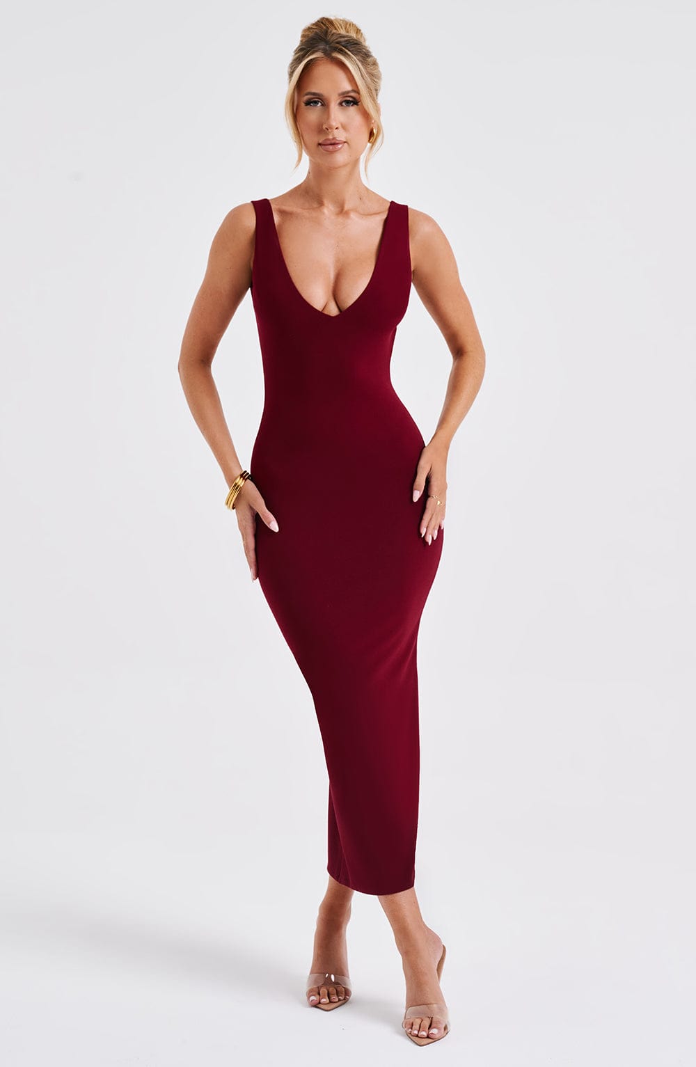 Bordo Lucinda Midi Elbise