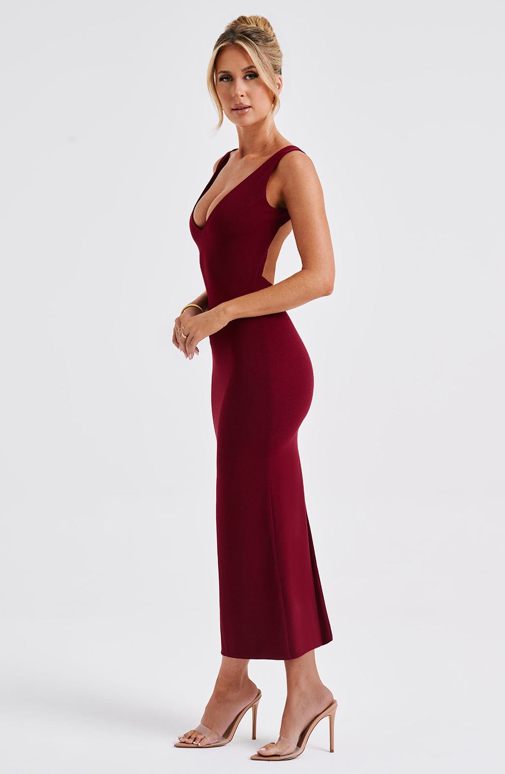 Bordo Lucinda Midi Elbise