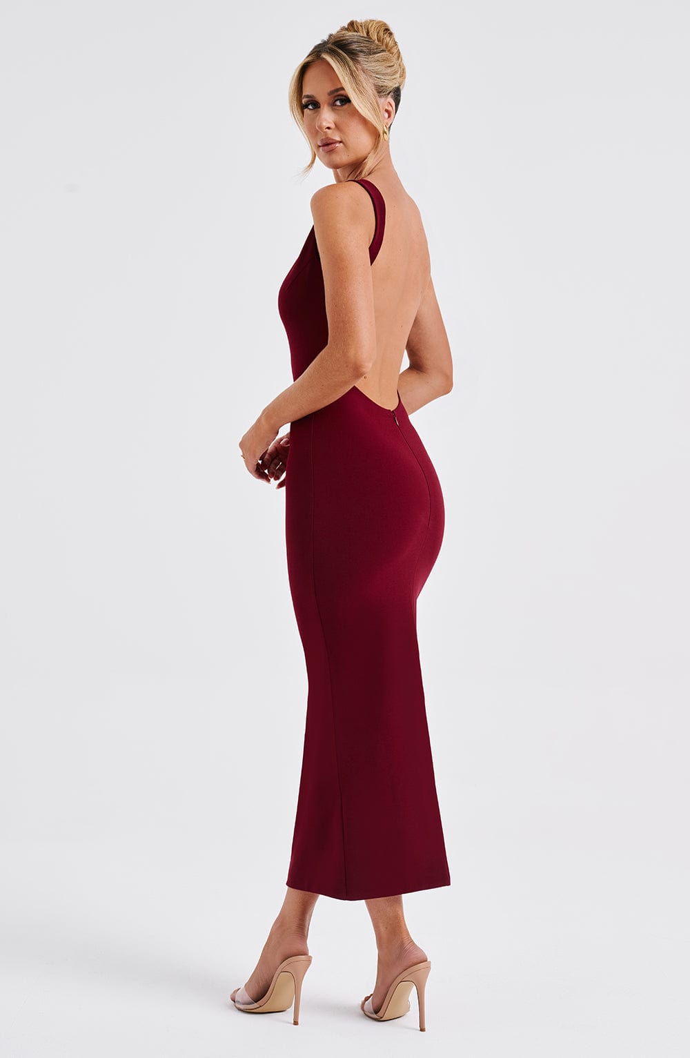 Bordo Lucinda Midi Elbise