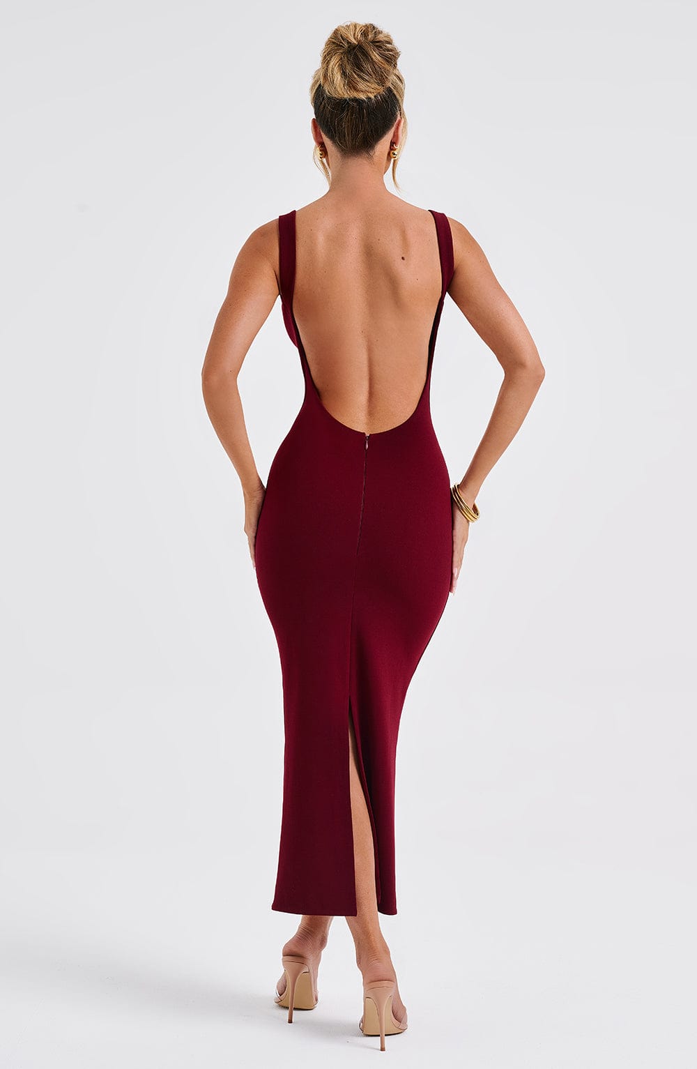 Bordo Lucinda Midi Elbise