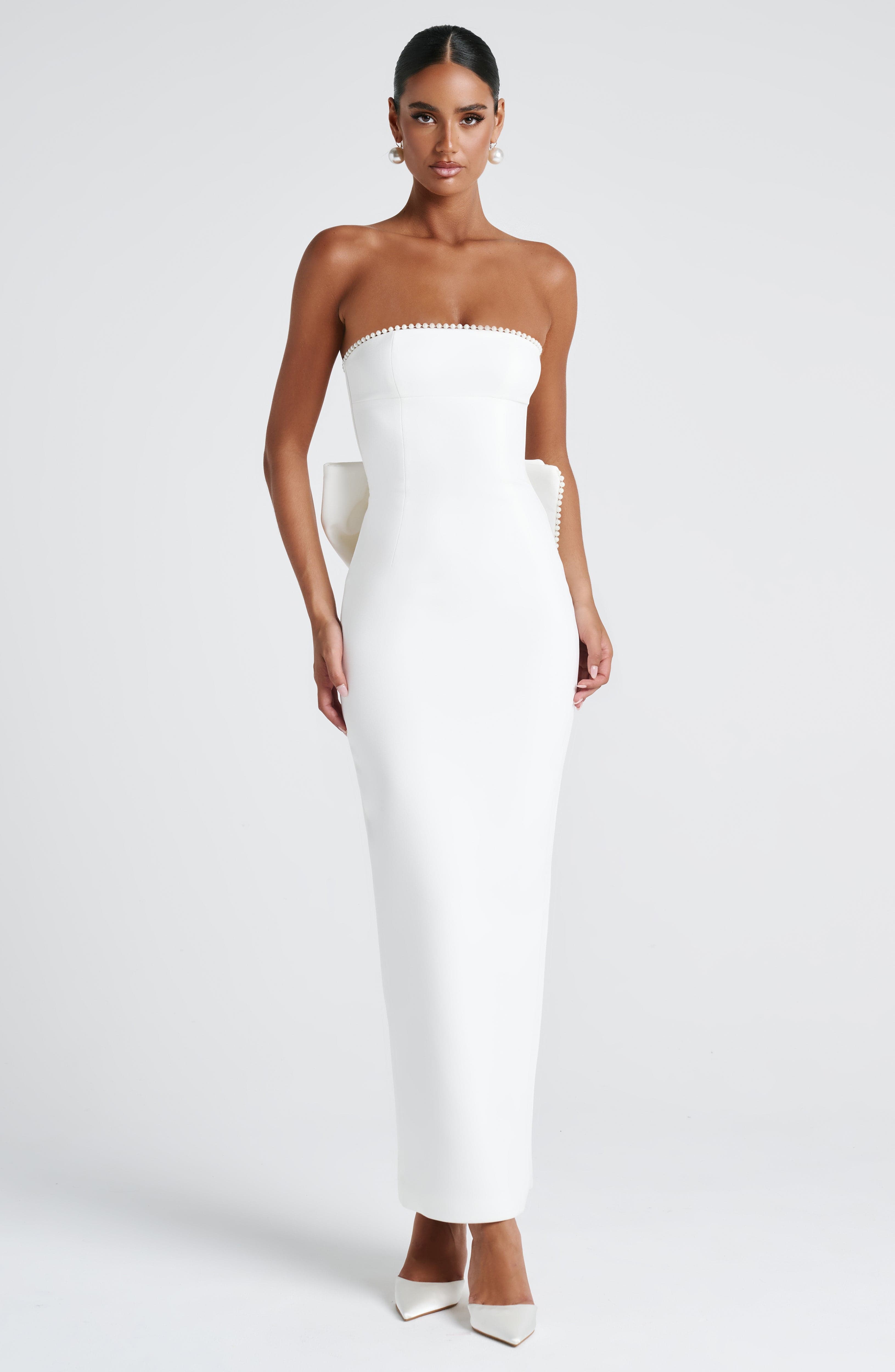 Ekru Magnolia Maxi Elbise