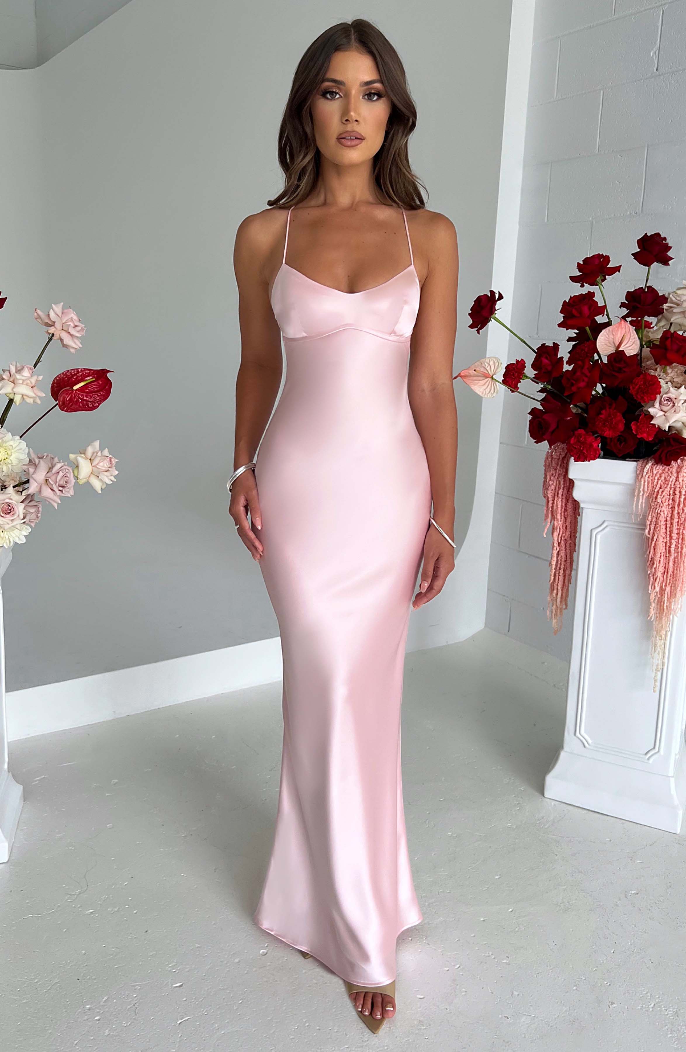 Malika Pembe Maxi Elbise