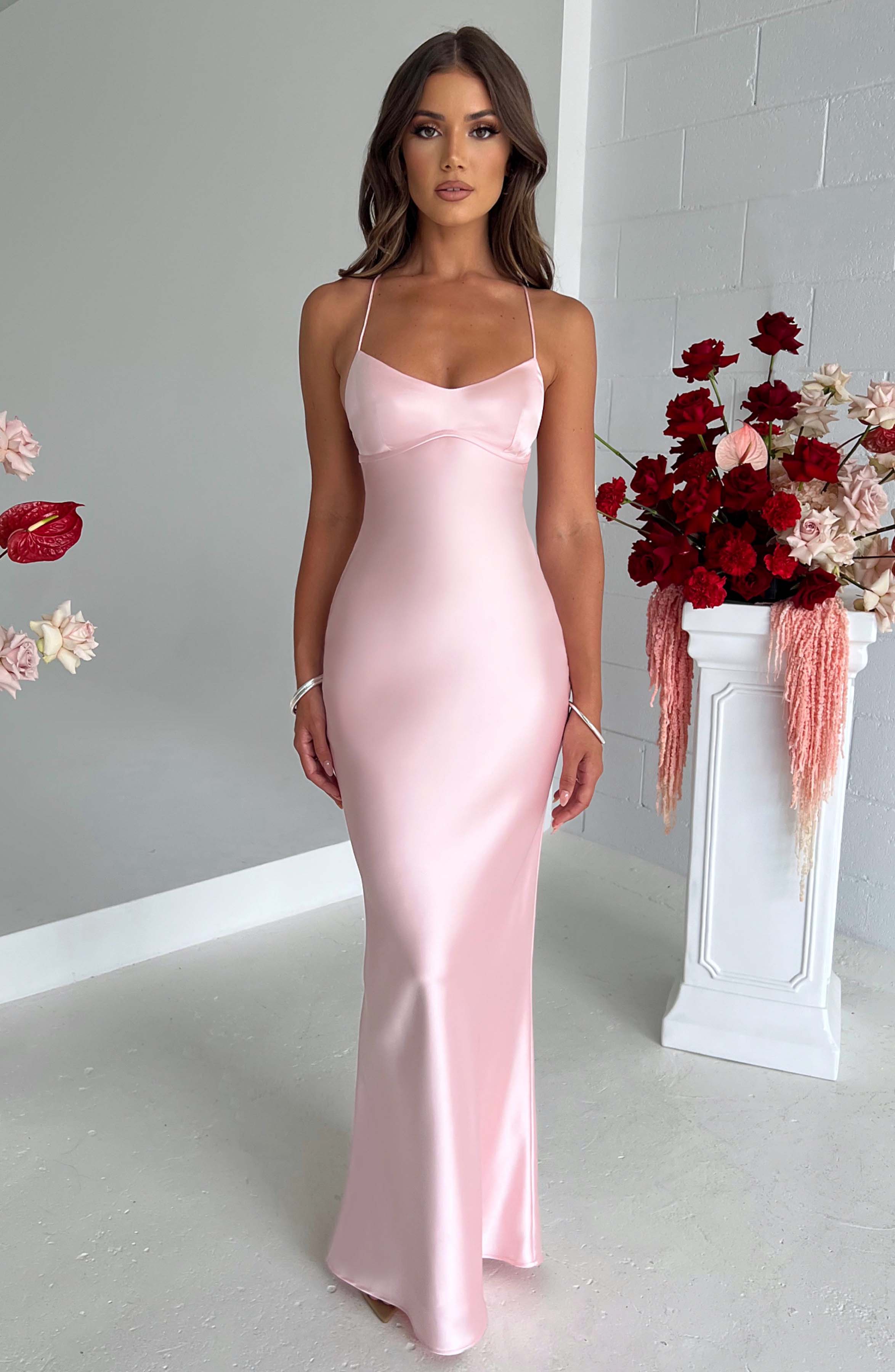 Malika Pembe Maxi Elbise
