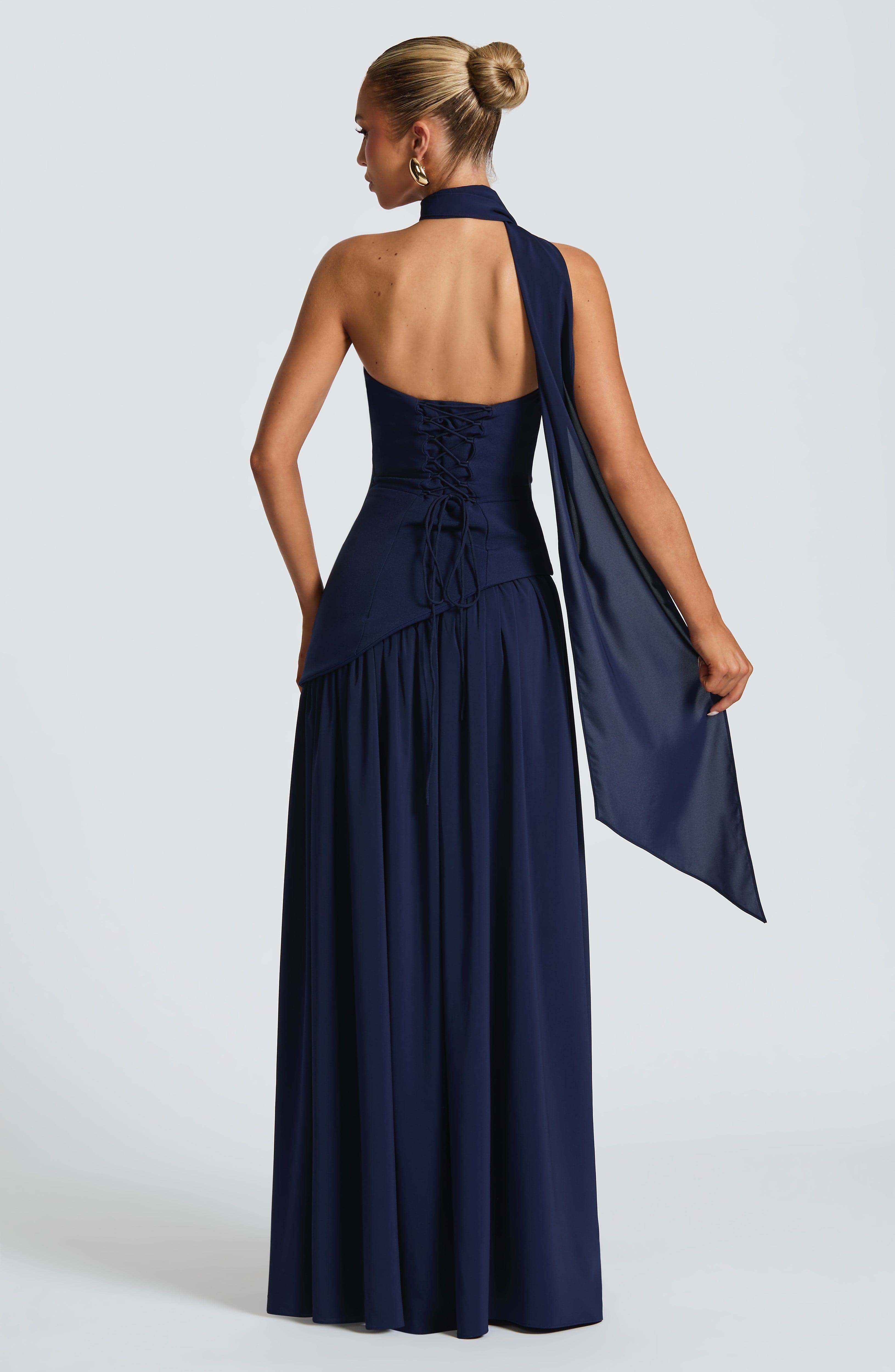Maliyah Lacivert Maxi Elbise