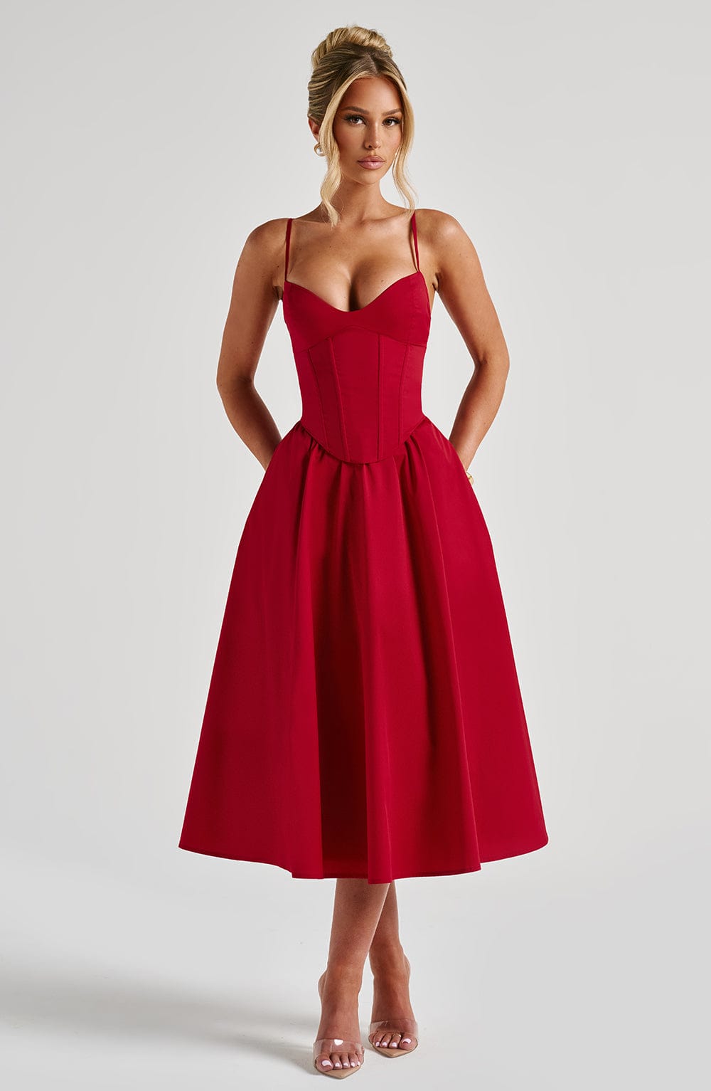 Kırmızı Mariella Midi Elbise