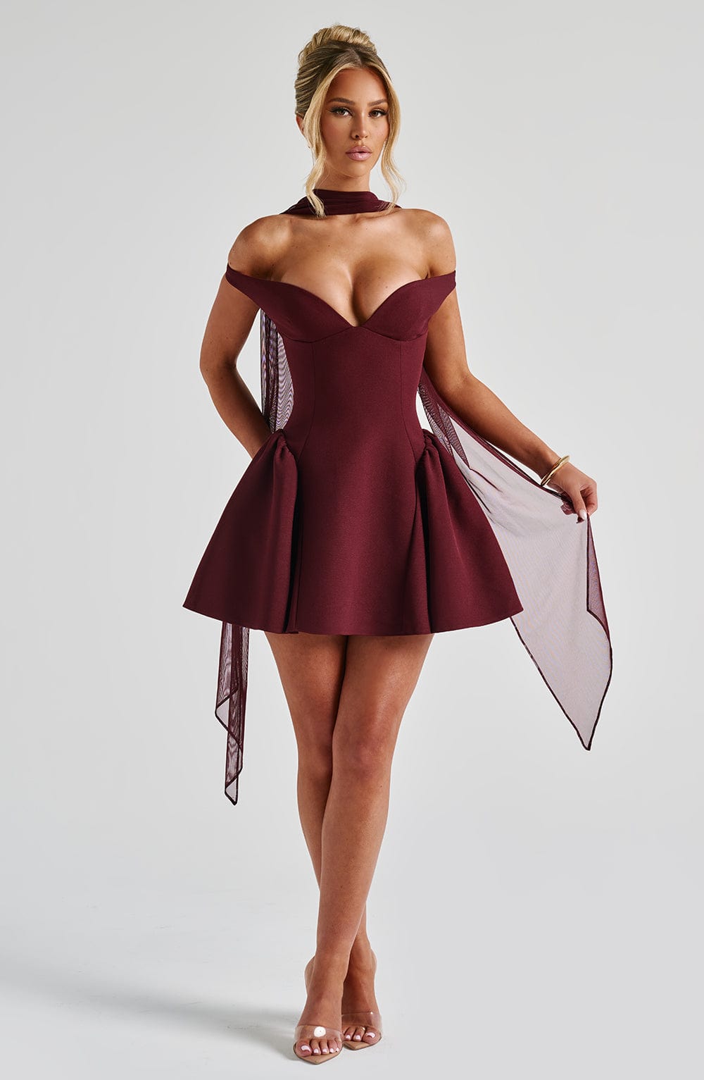Kiraz Vernik Marla Mini Elbise