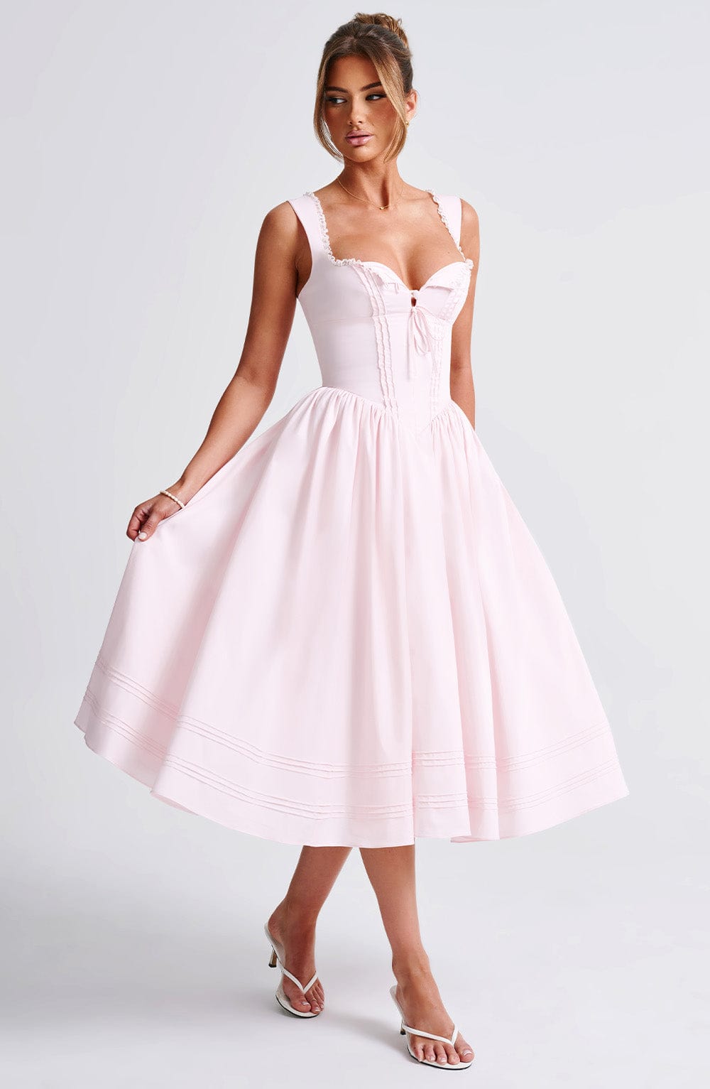 Marlena Pembe Midi Elbise