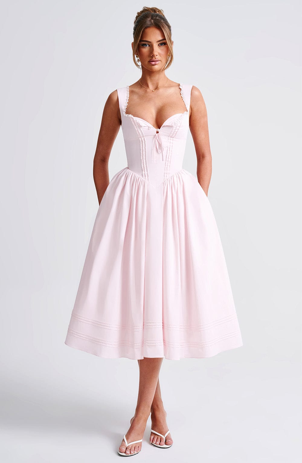 Marlena Pembe Midi Elbise