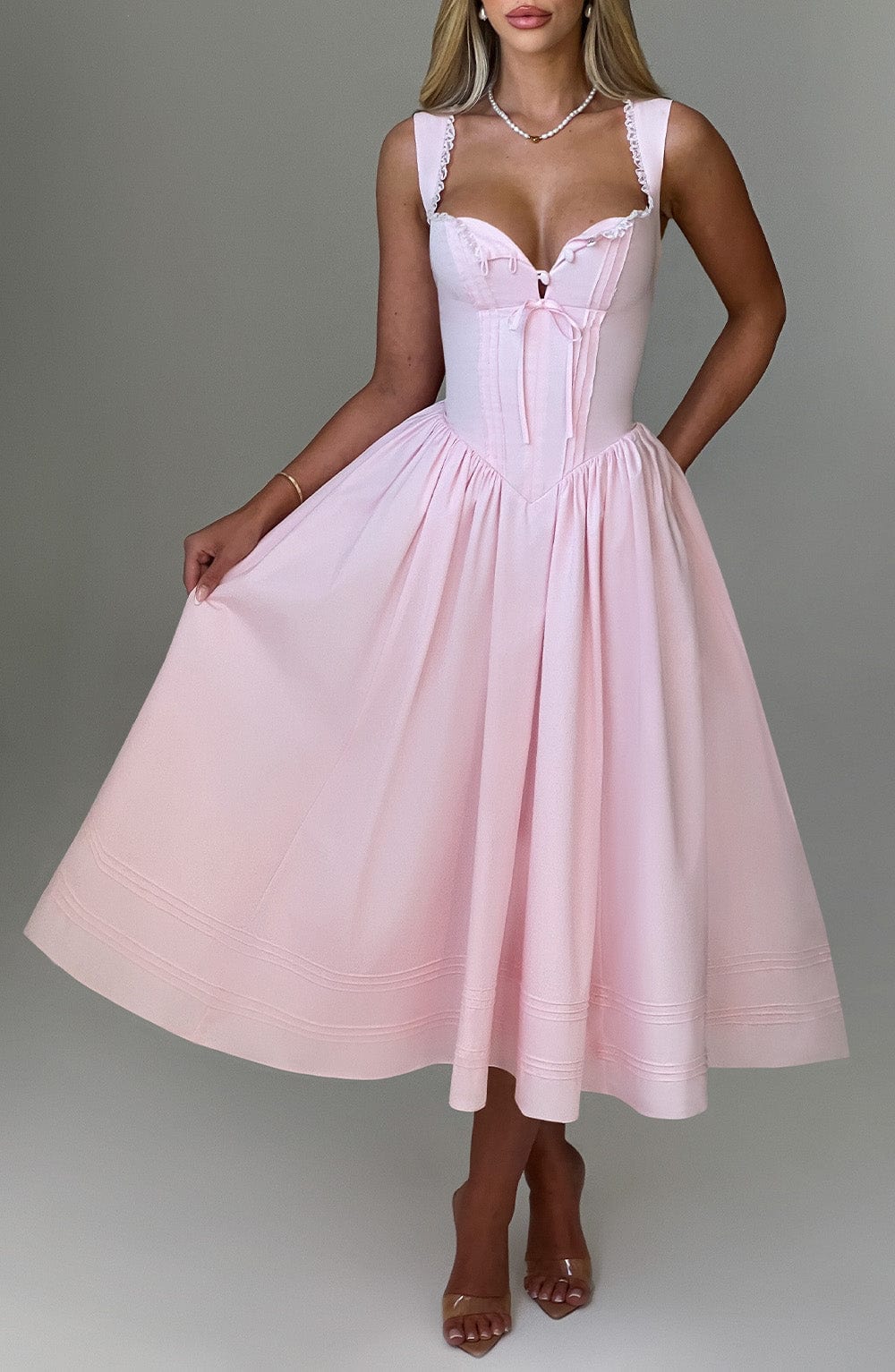 Marlena Pembe Midi Elbise