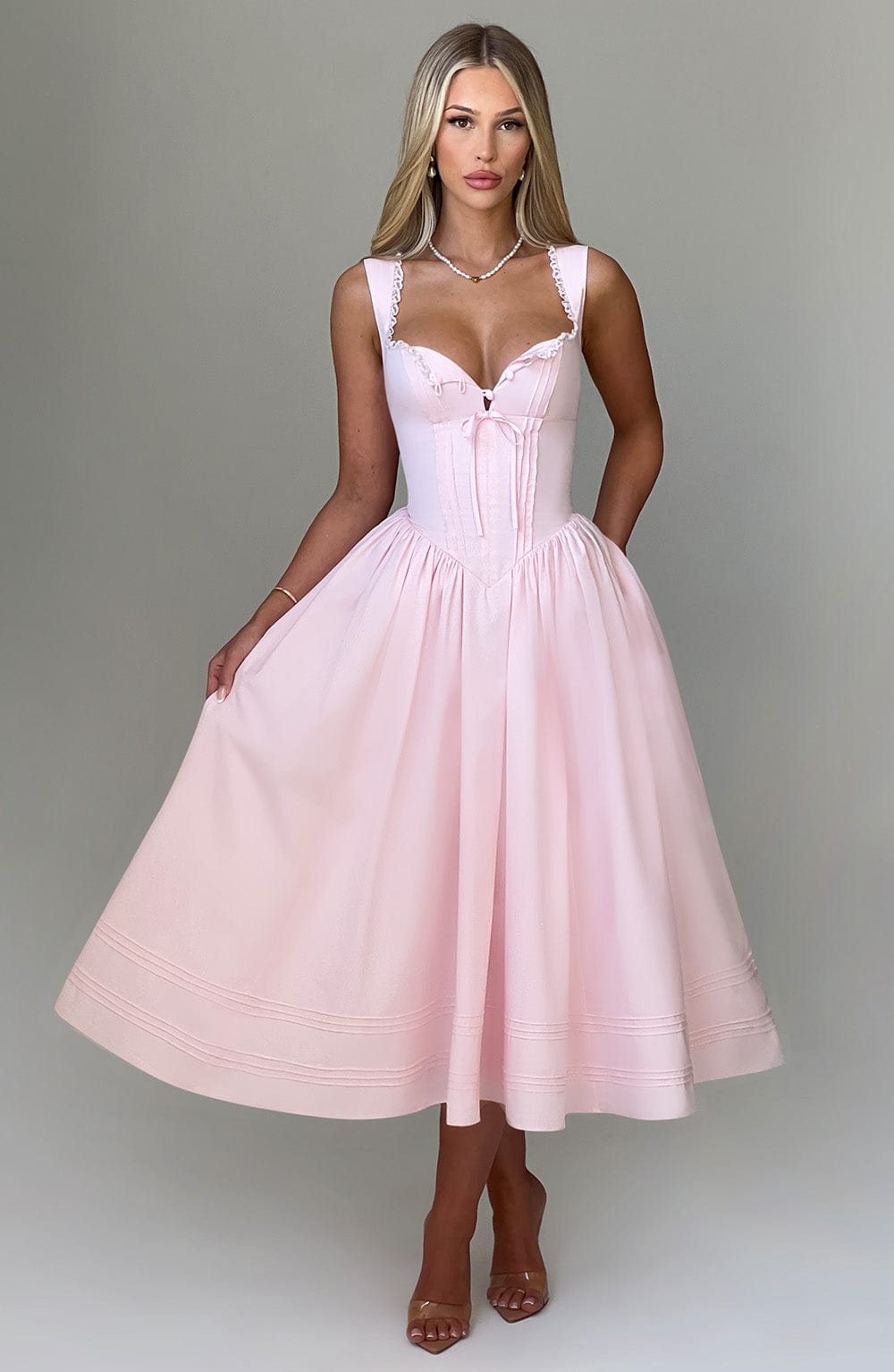Marlena Pembe Midi Elbise