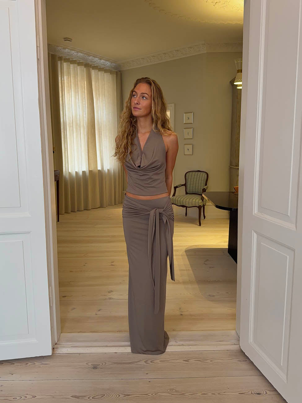 Bağcıklı Stella Etek - Taupe