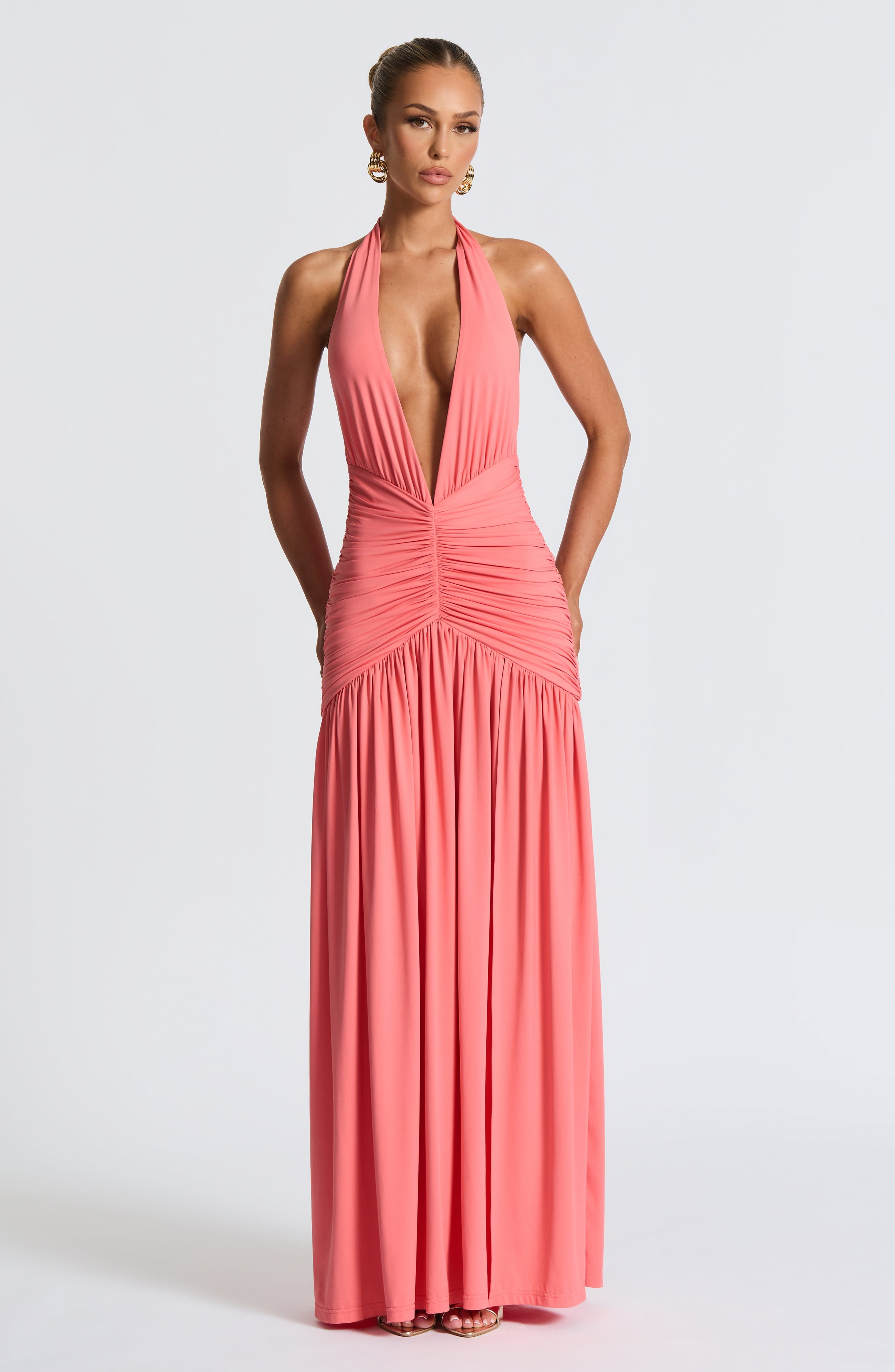 Melania Mercan Pembe Maxi Elbise