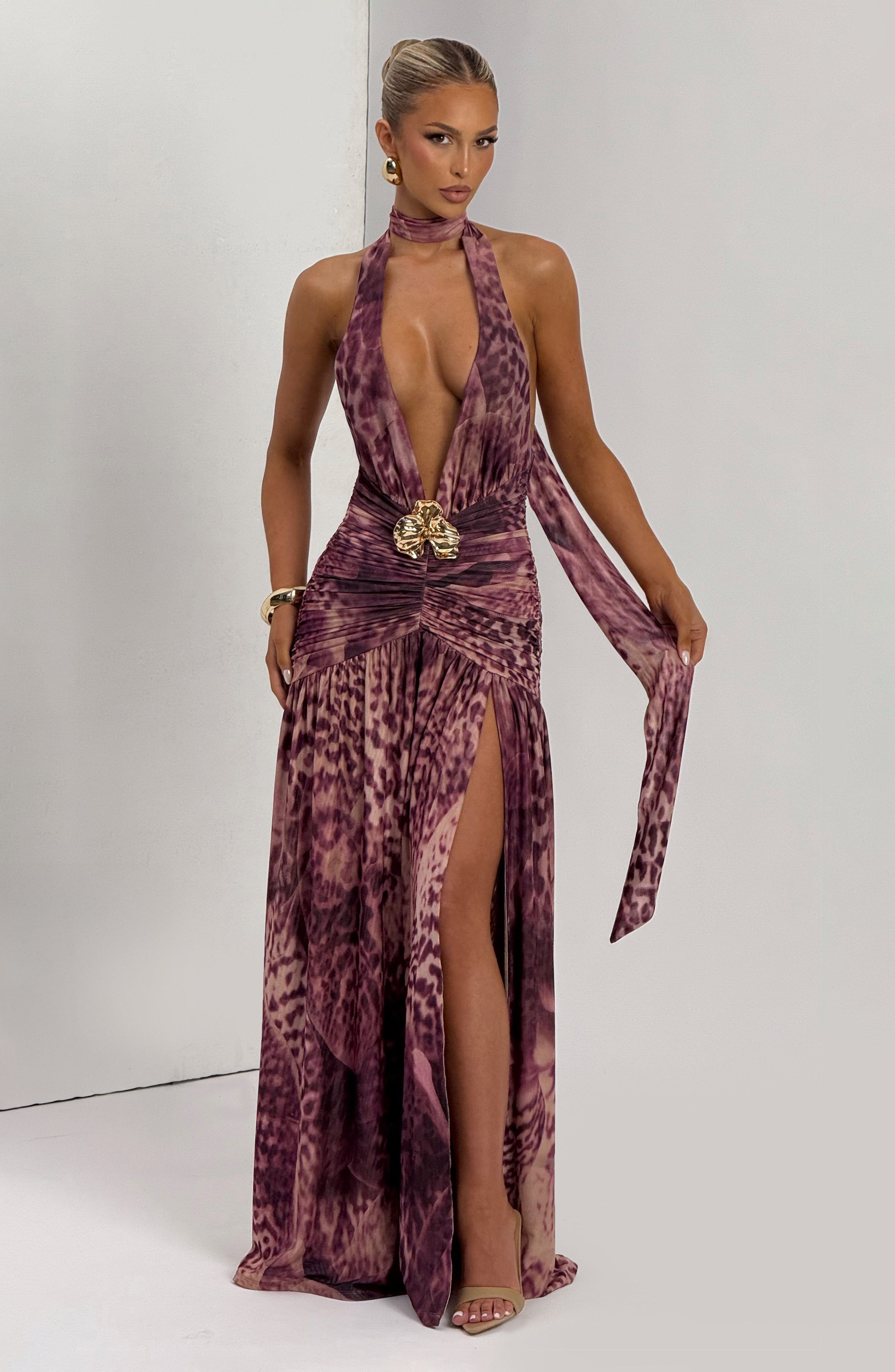 Melania Maxi Pembe Elbise