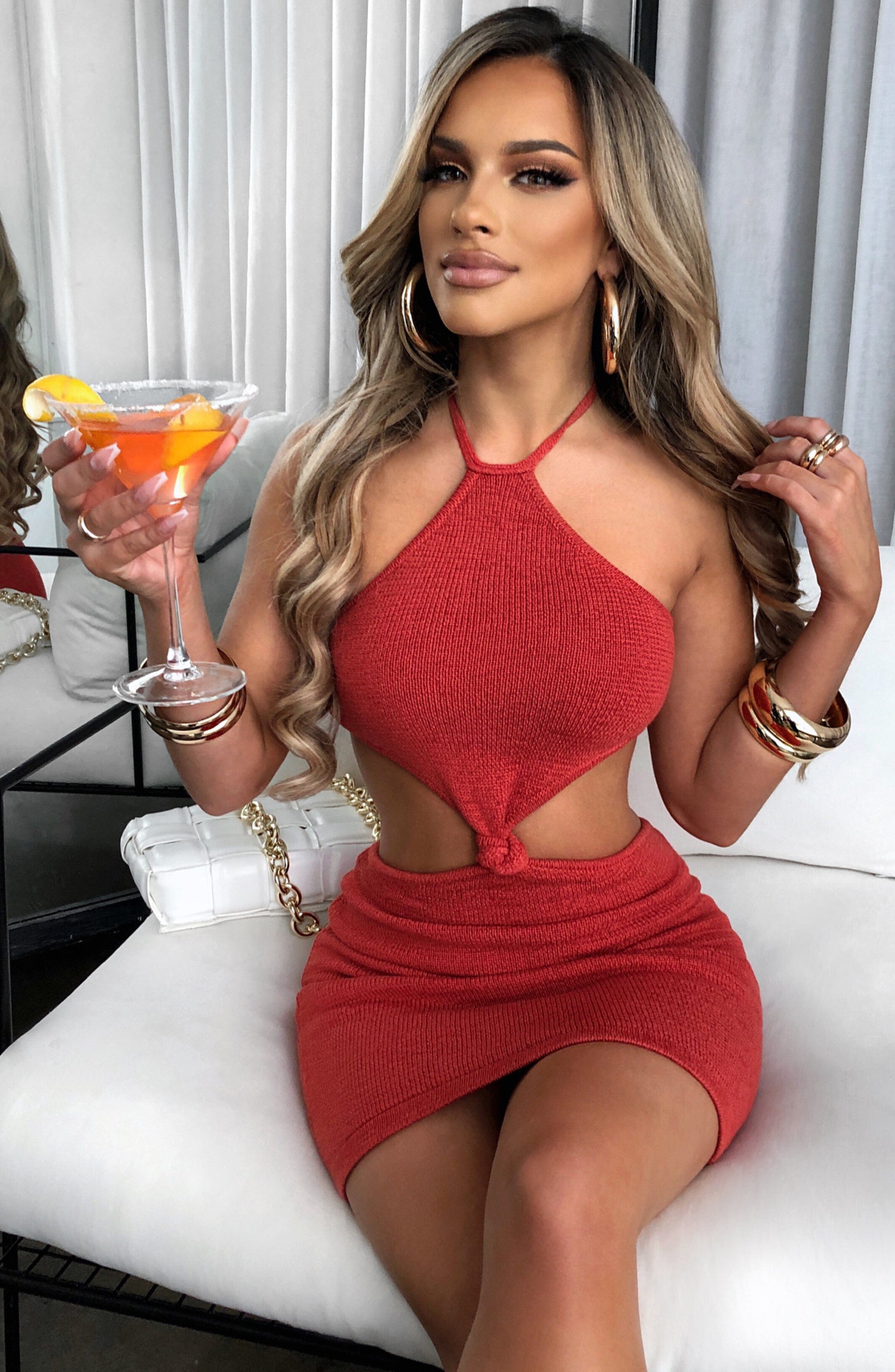 Mimosa Kırmızı Halter Yaka Bluz