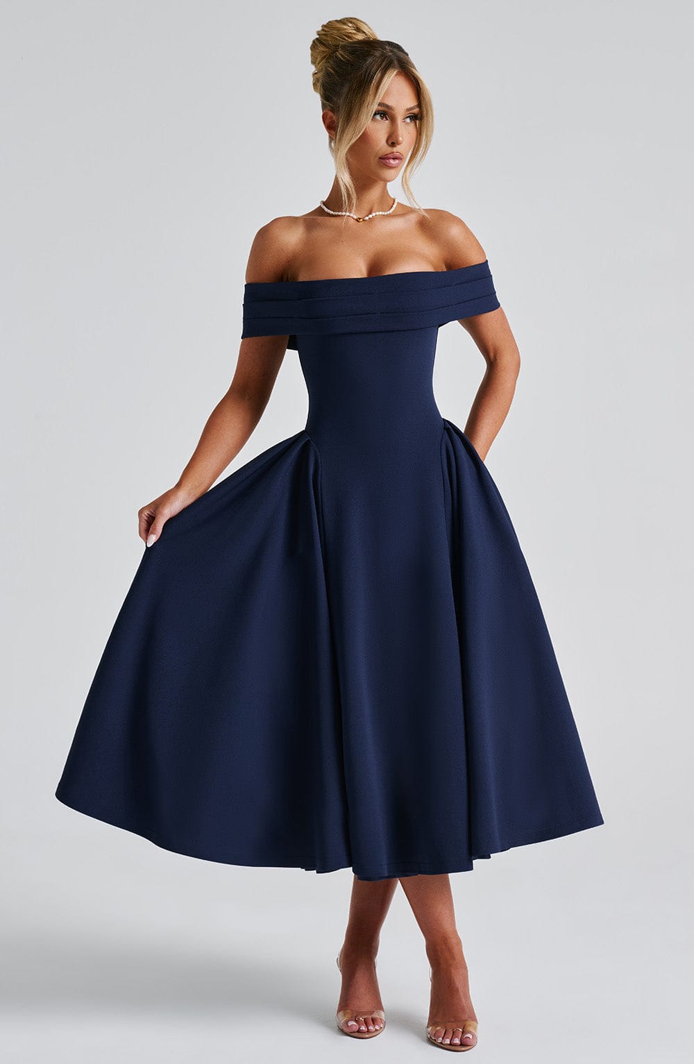 Lacivert Miranda Midi Elbise