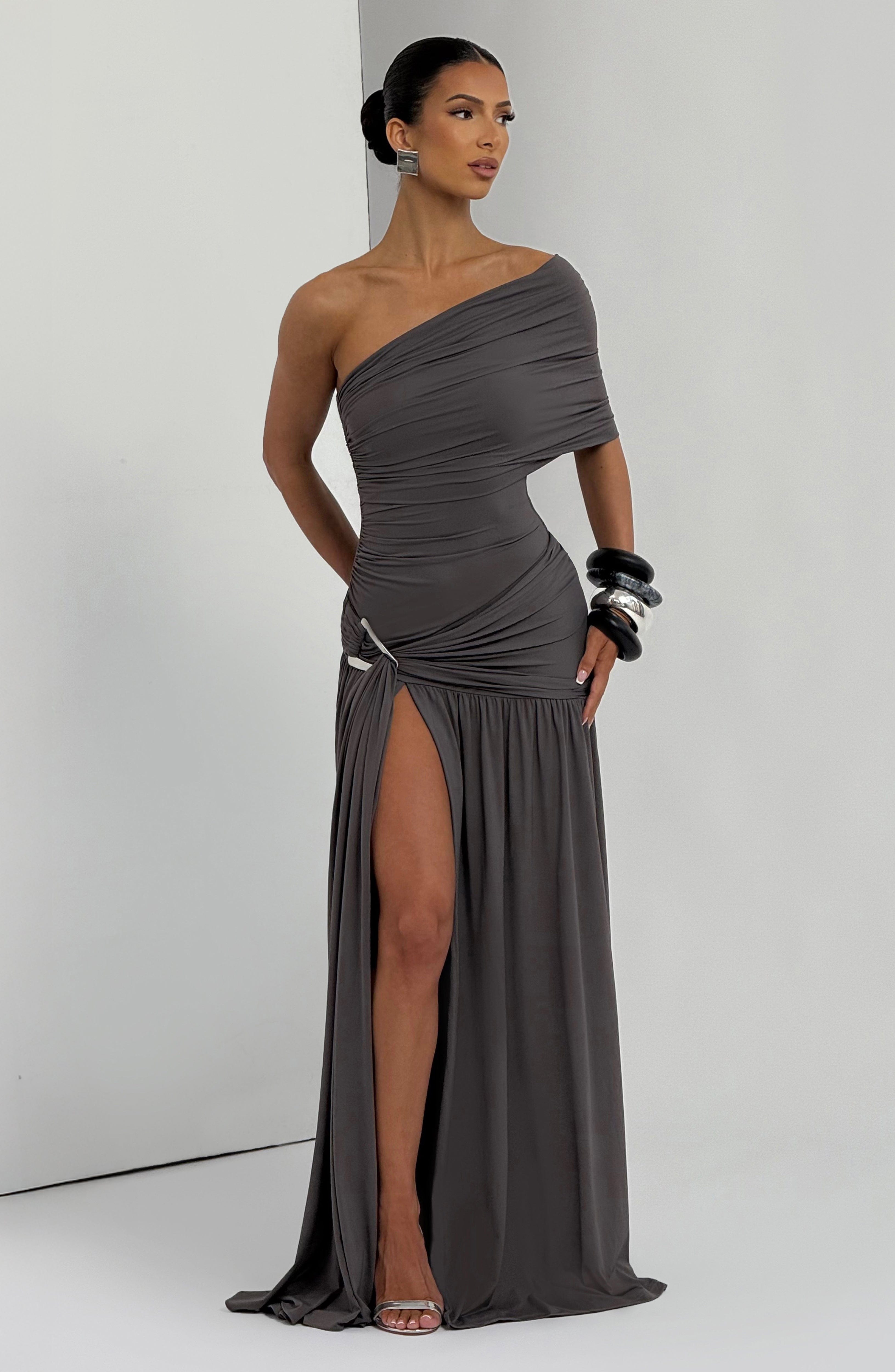 Monica Maxi Antrasit Elbise